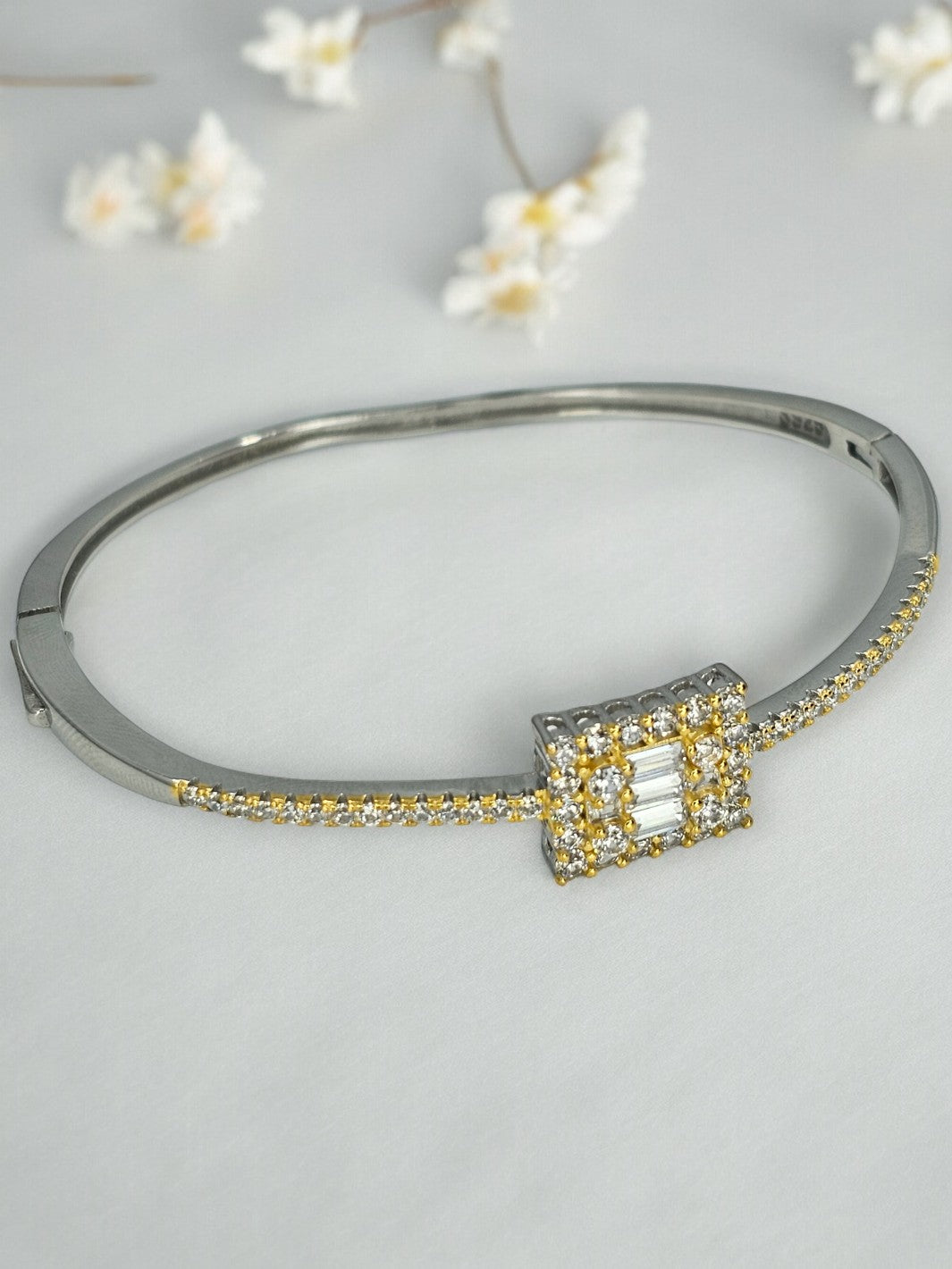 Silver Zircon Rhodium Square Bracelet - PSA Jewels