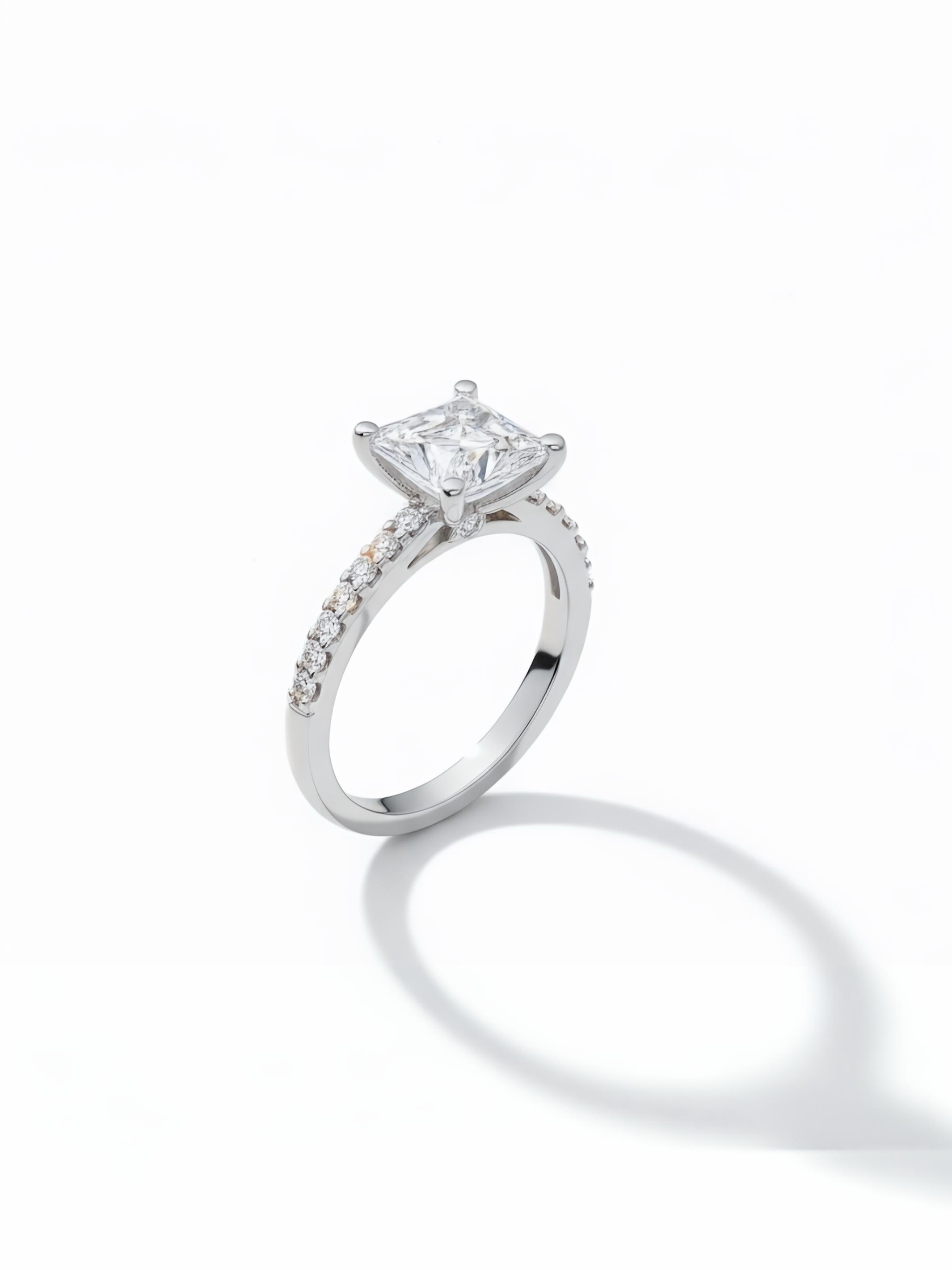 Pure Silver Princess Cut Ring