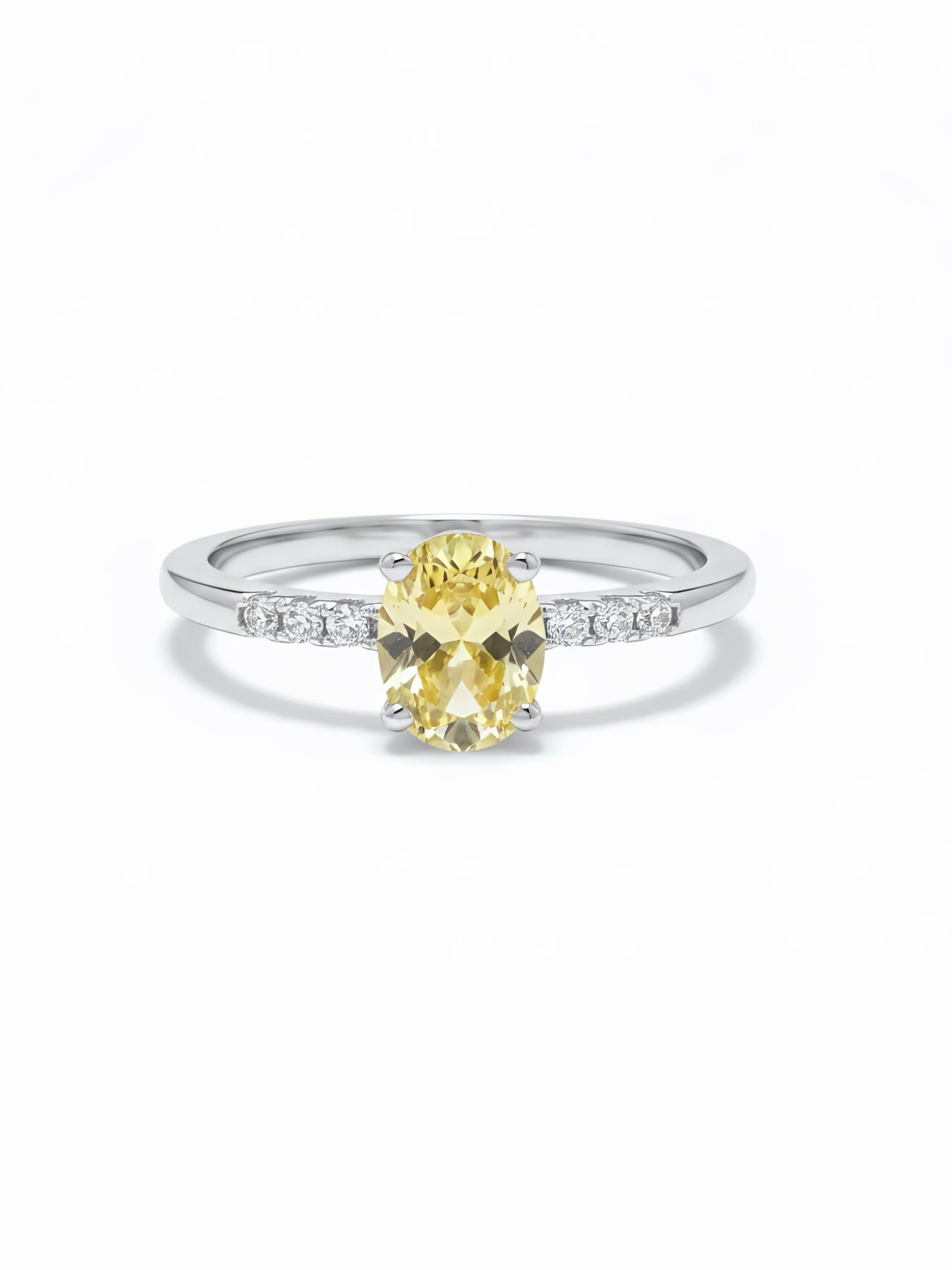 Pure Silver Yellow Sapphire Ring