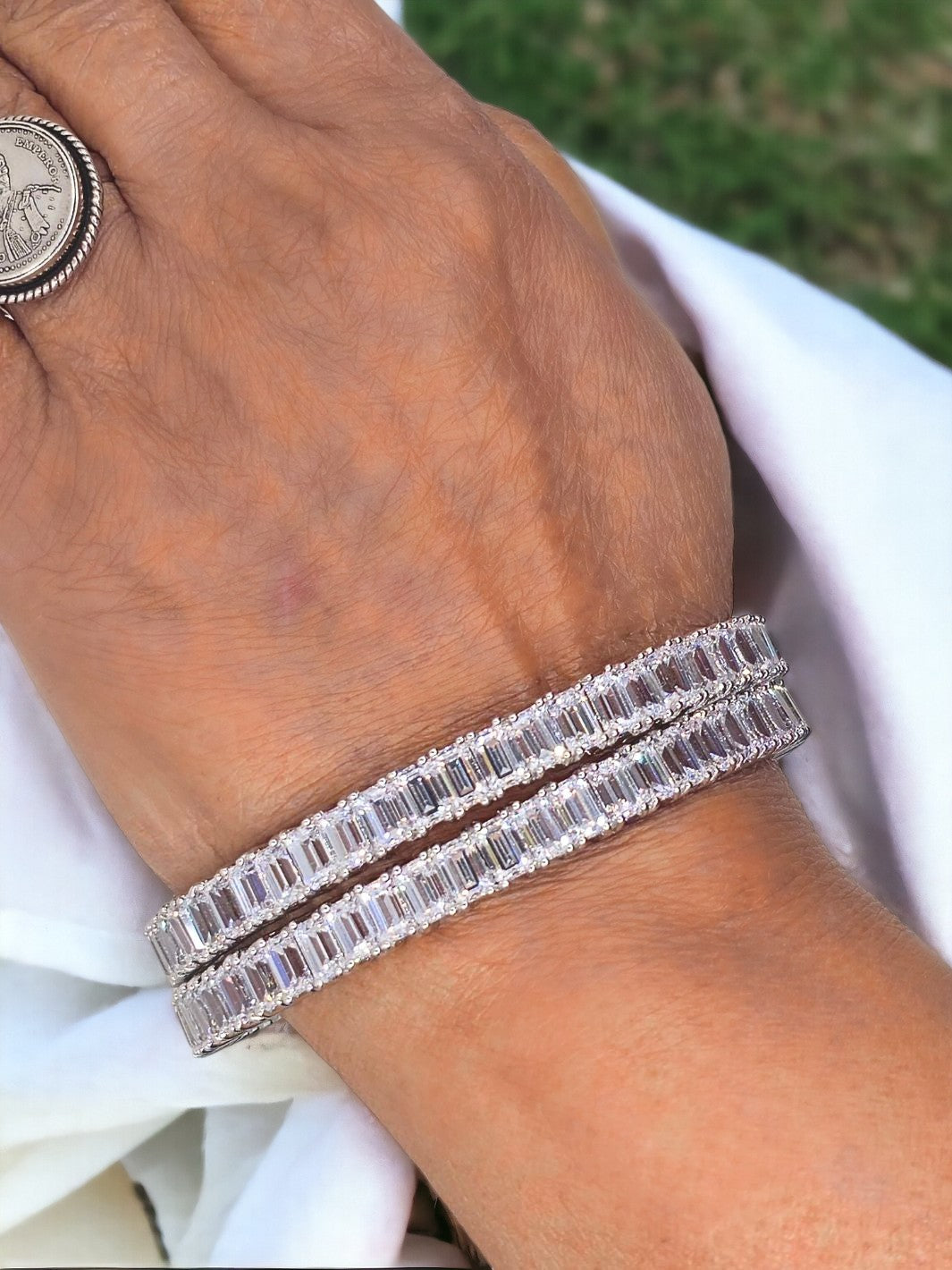 Emerald Cut Bangles (Pack of 2) - PSA Jewels