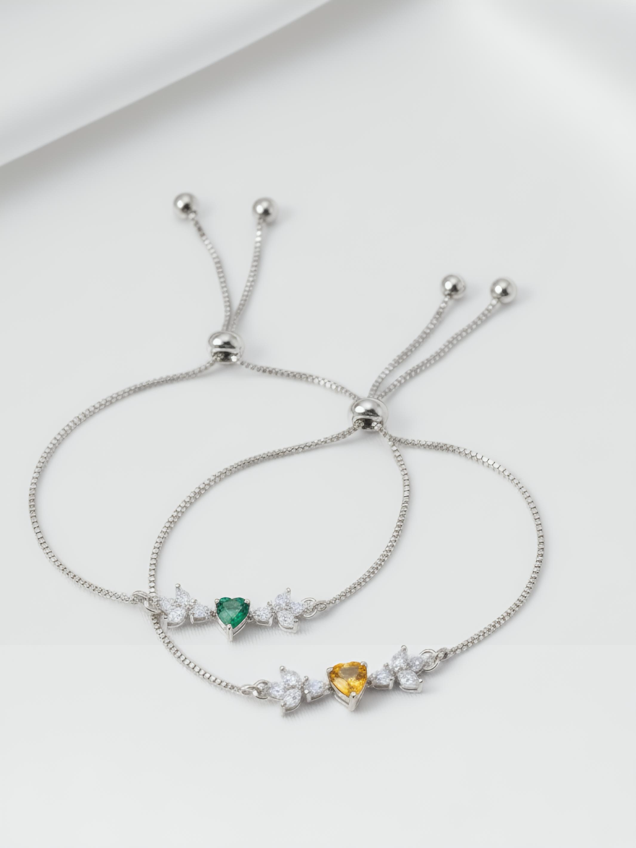 Green Or Yellow Bits of Bloom Silver Bracelet