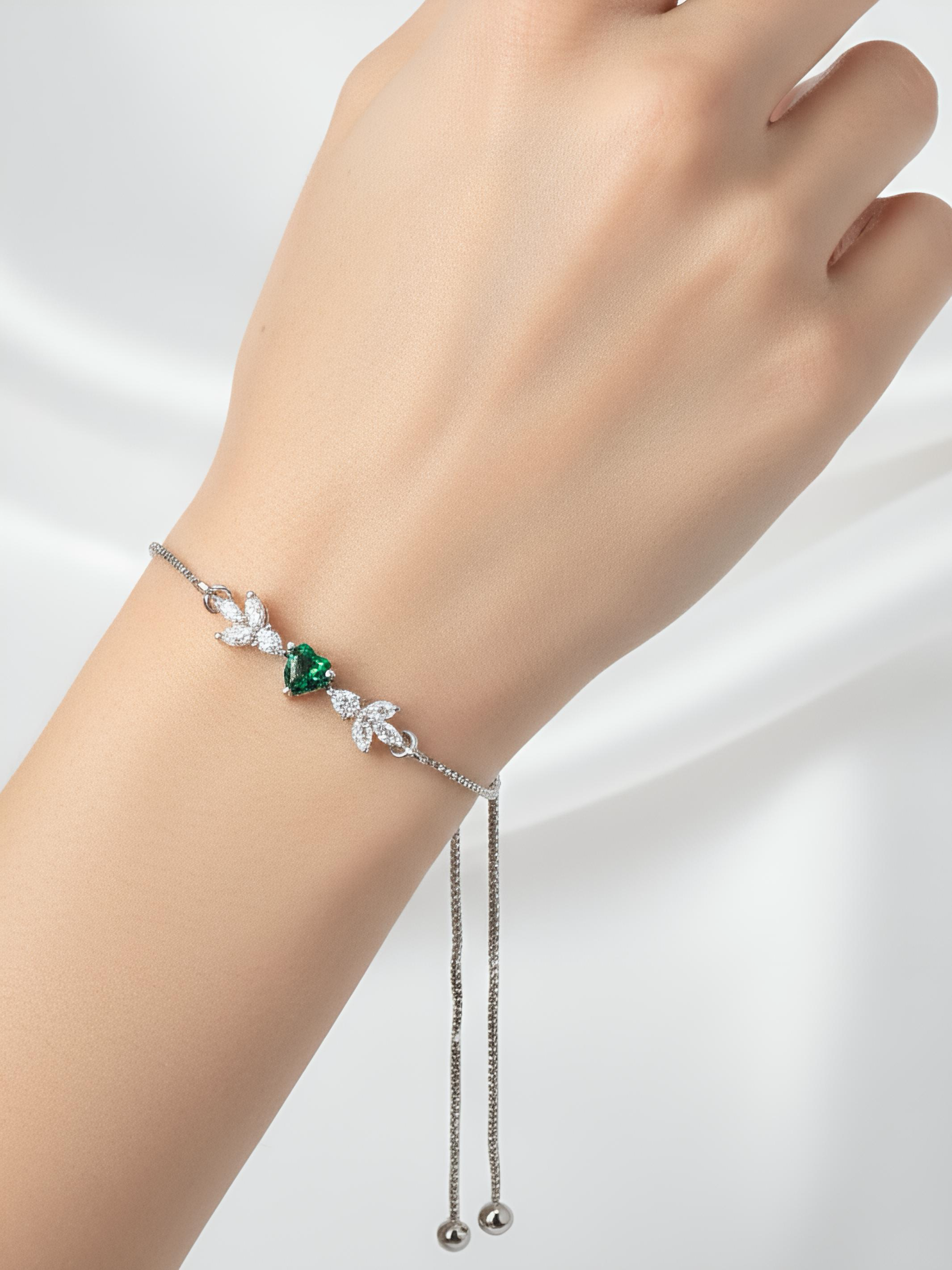 Green Or Yellow Bits of Bloom Silver Bracelet