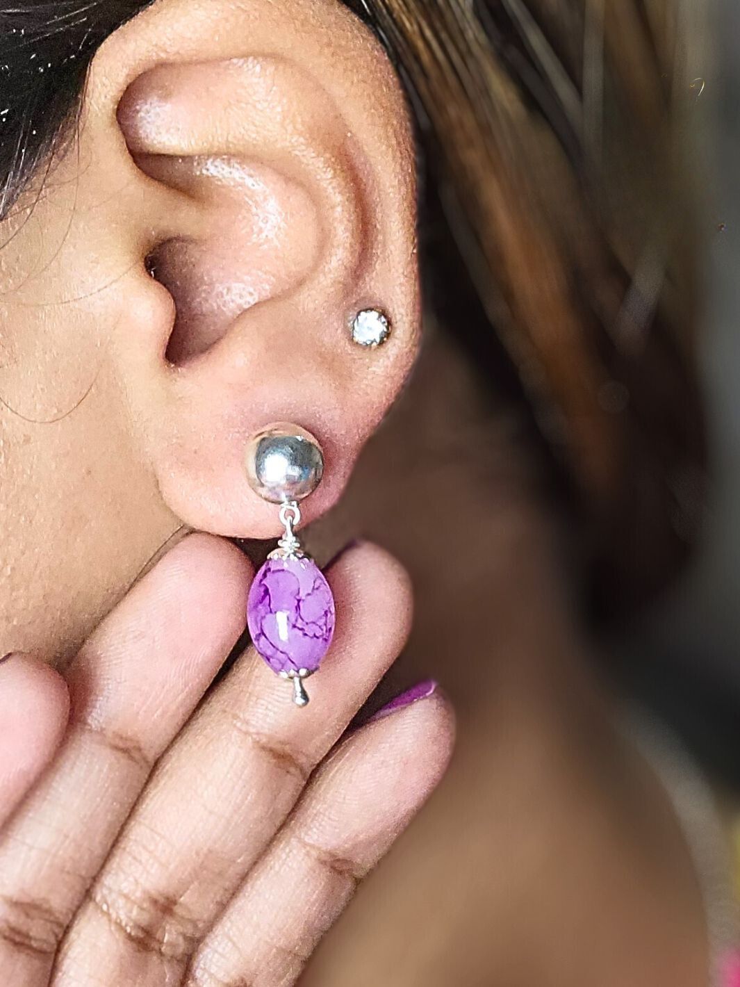 Purple Beads Earring - PSA Jewels