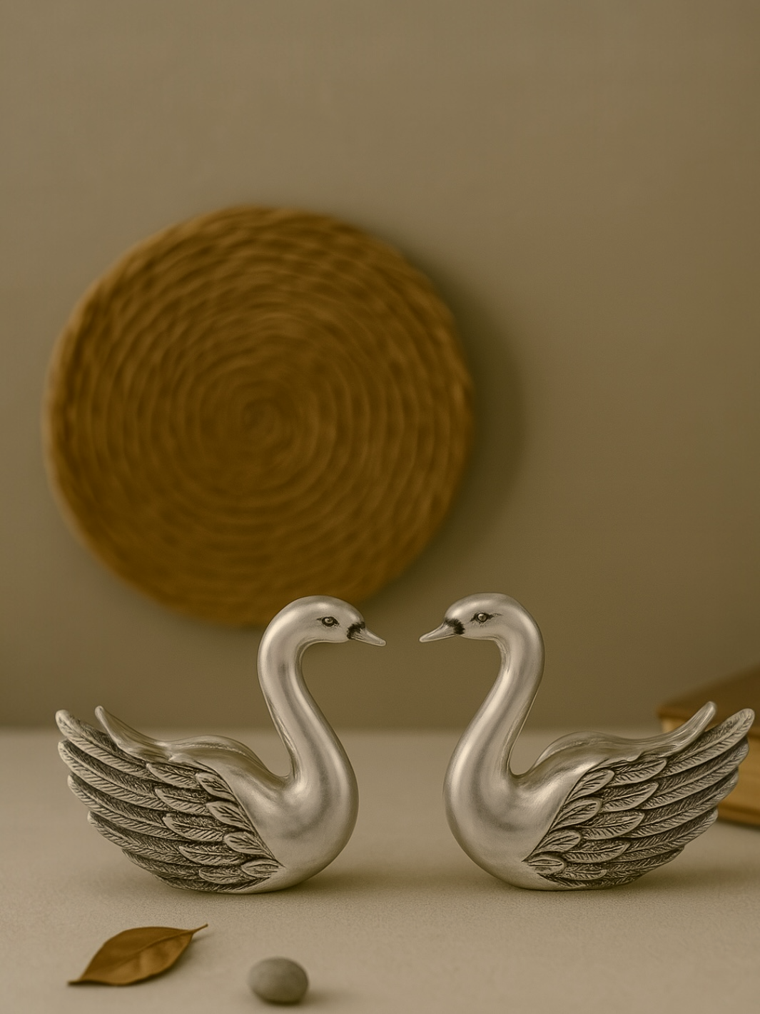Pure Silver Pair Of Swan Idol