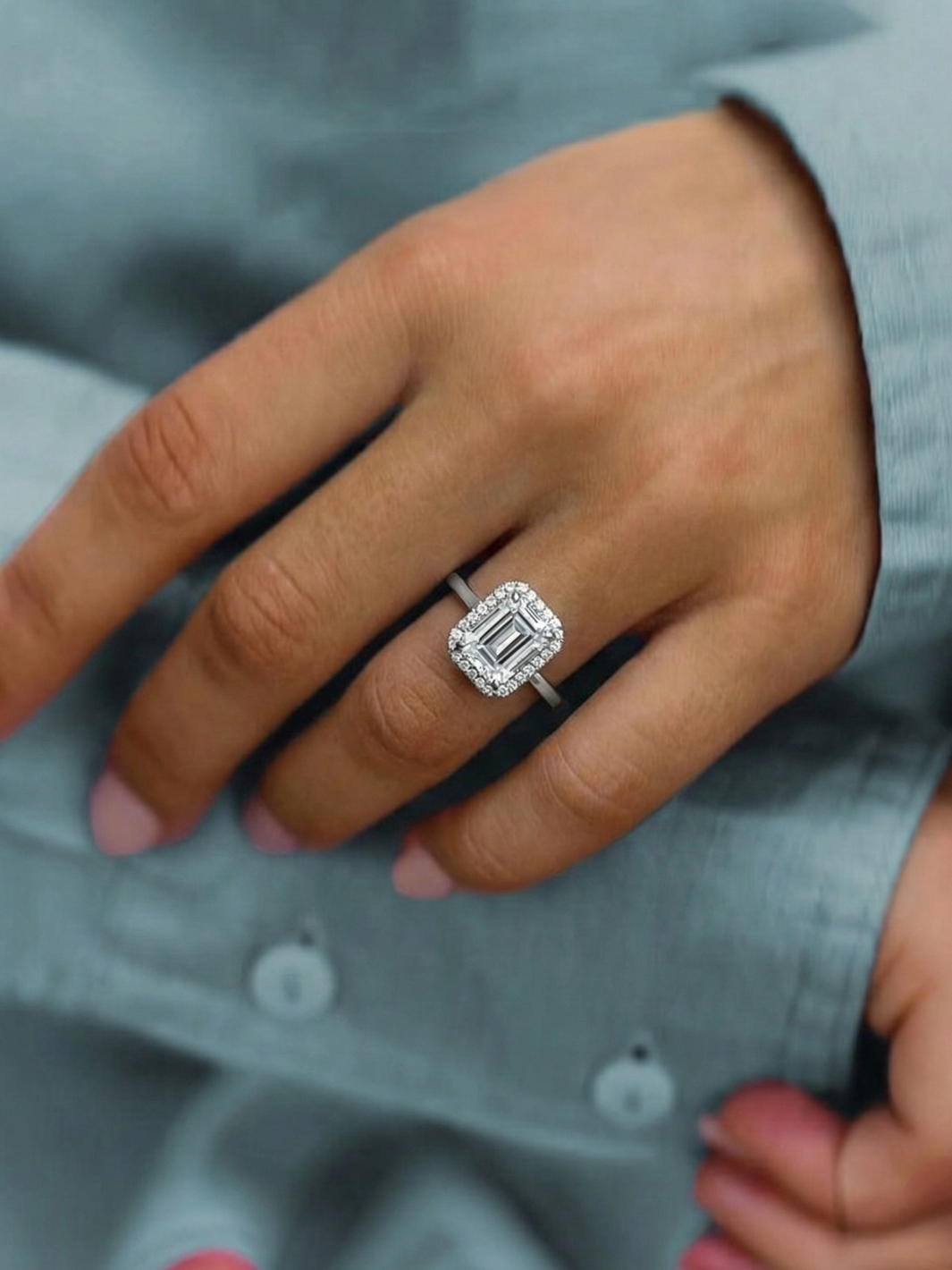 Pure Silver Emerald Cut Ring