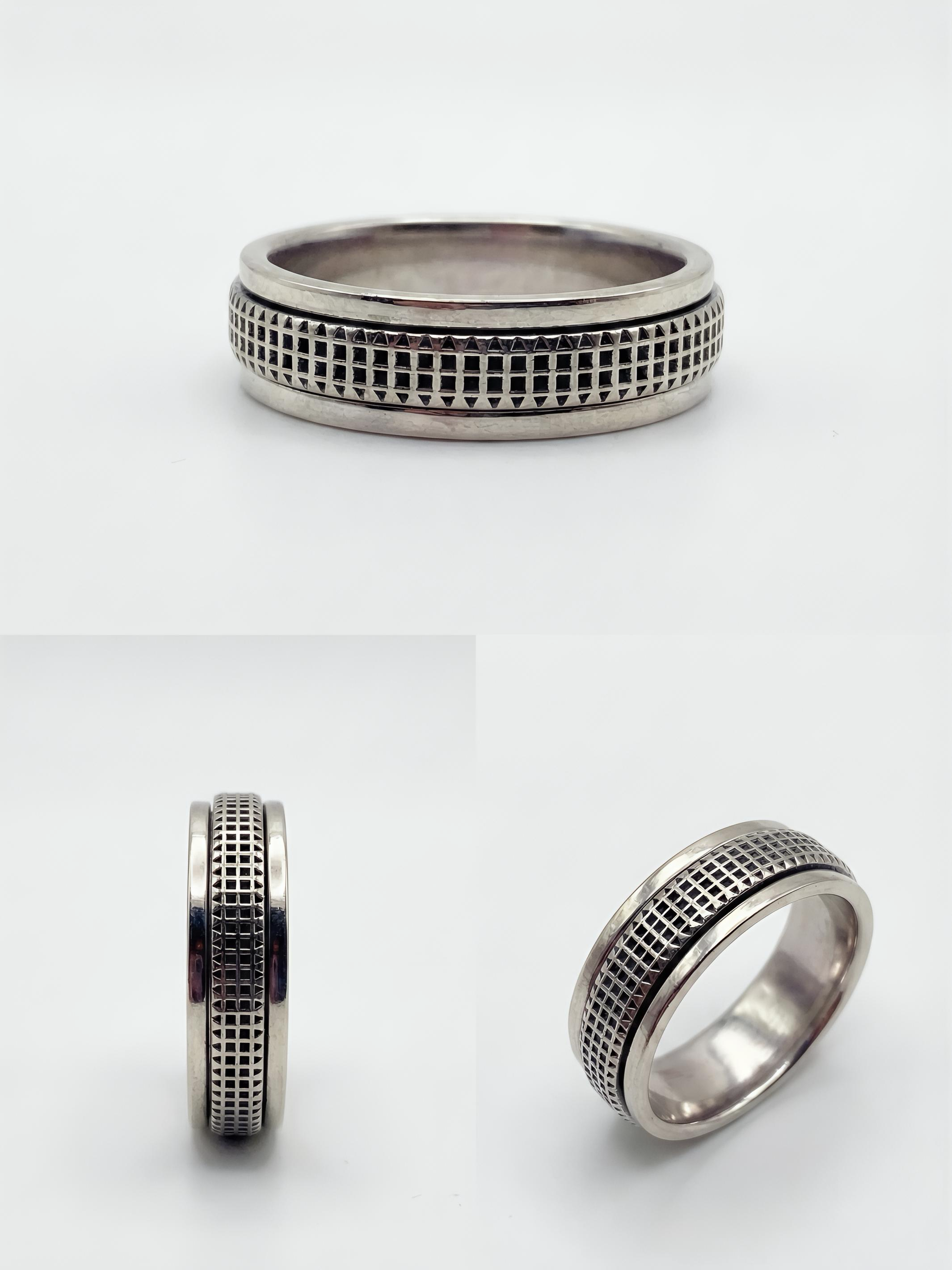 Men's Eternity Carved Pure Silver Ring