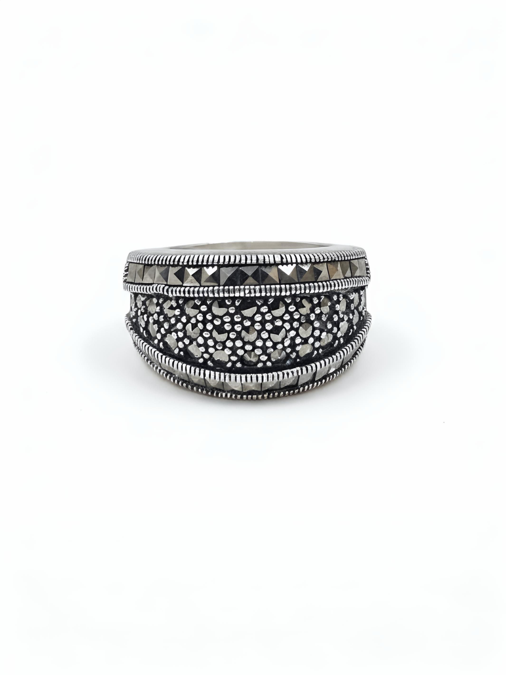 Marcasite Round Stone Pure Silver Ring