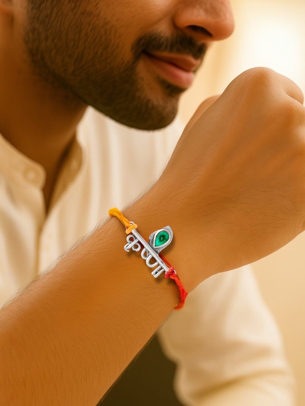 Auspicious Silver Krishna Rakhi