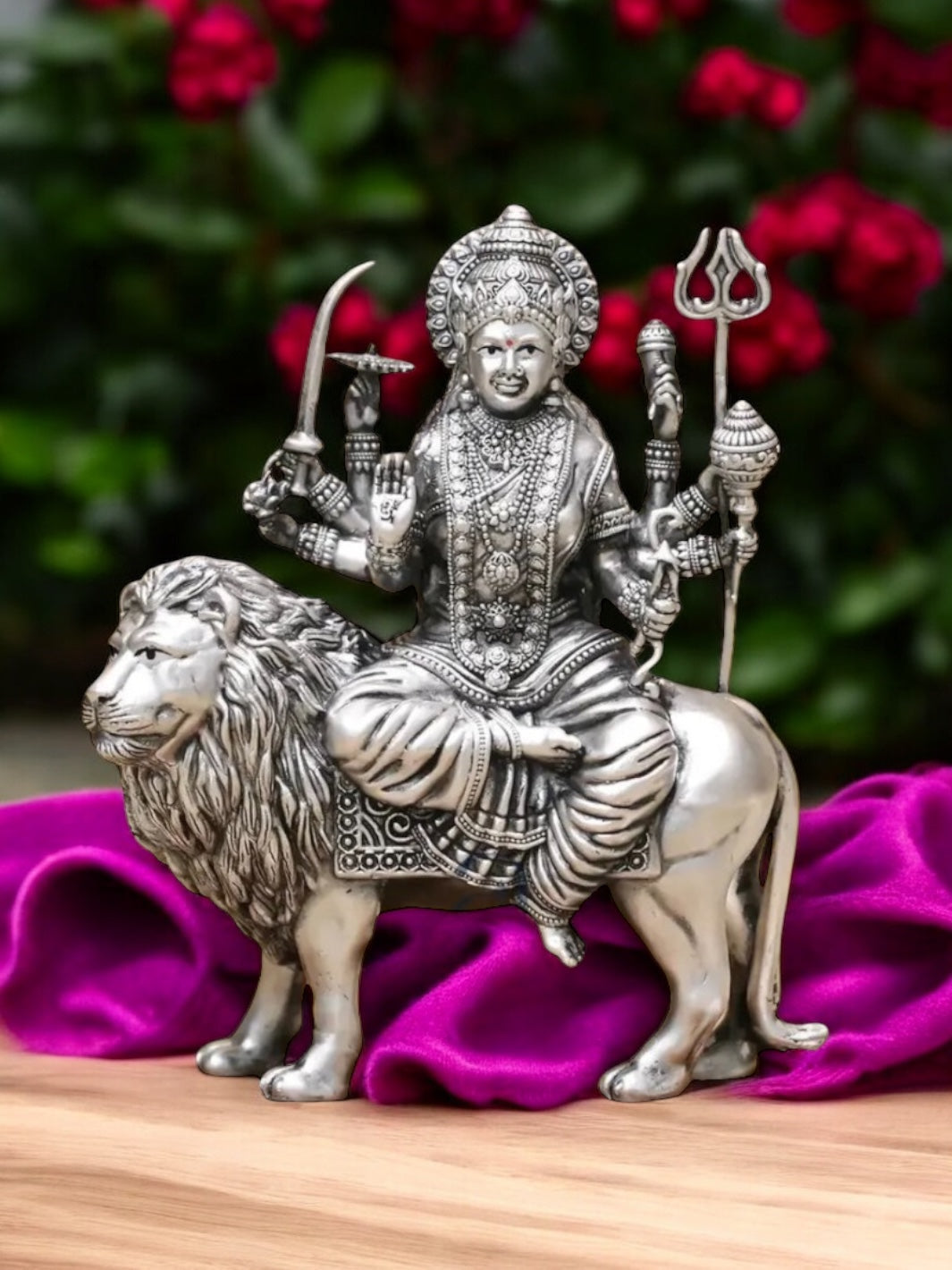 Pure Silver Antique Finish Durga Maa Idol