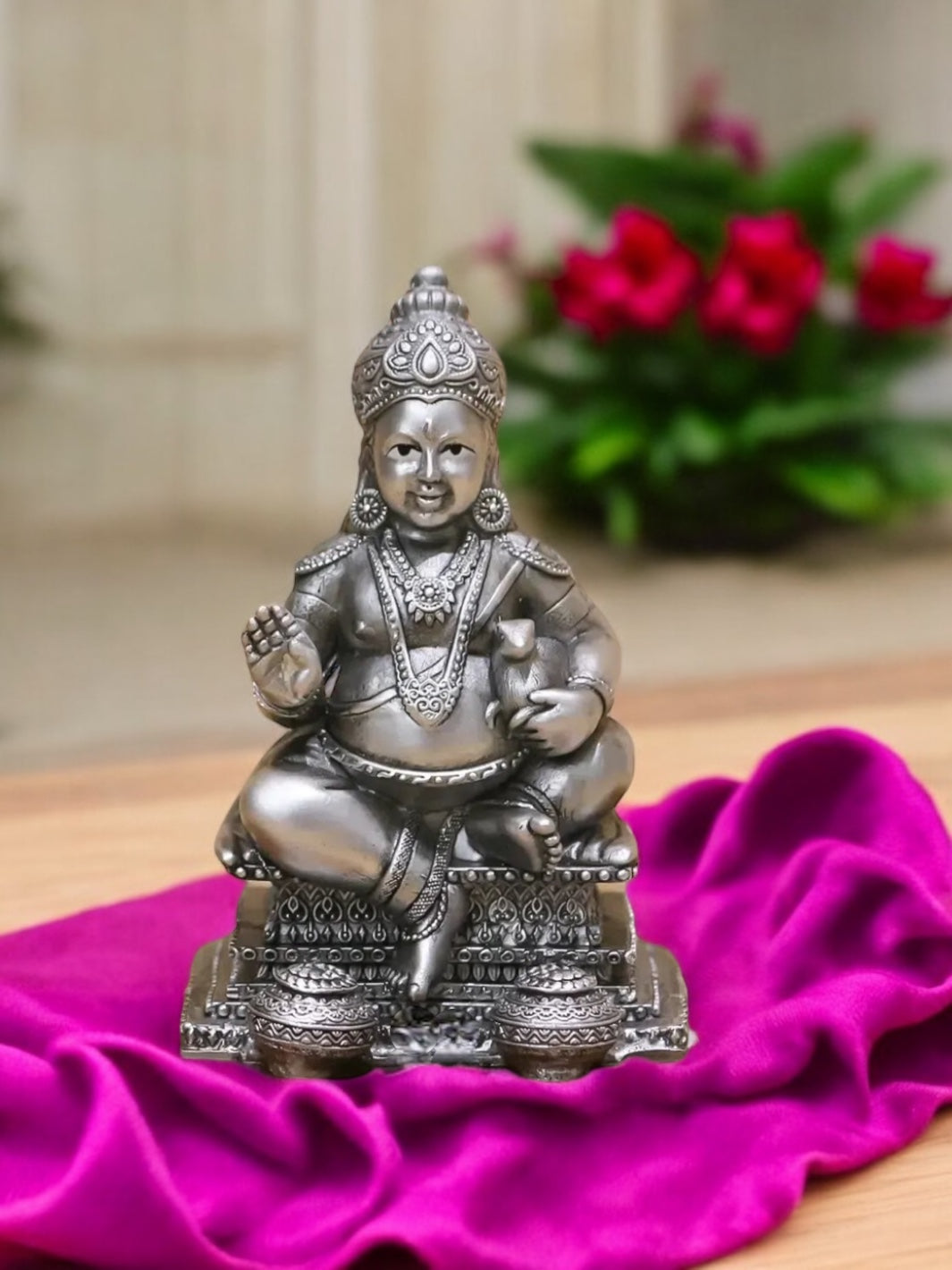 Pure Silver Antique Kuber Bhandari Idol