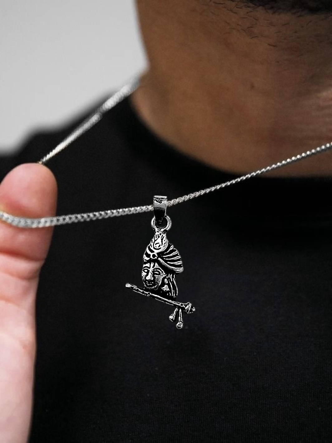 Krishna Playing Flute Pendant with chain - PSA Jewels