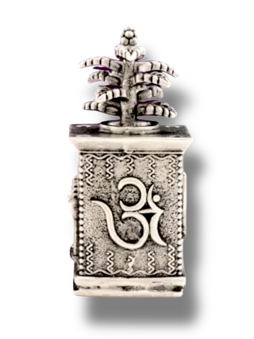 Pure Silver Solid Antique Polish tulsi plant /basil rosary plant