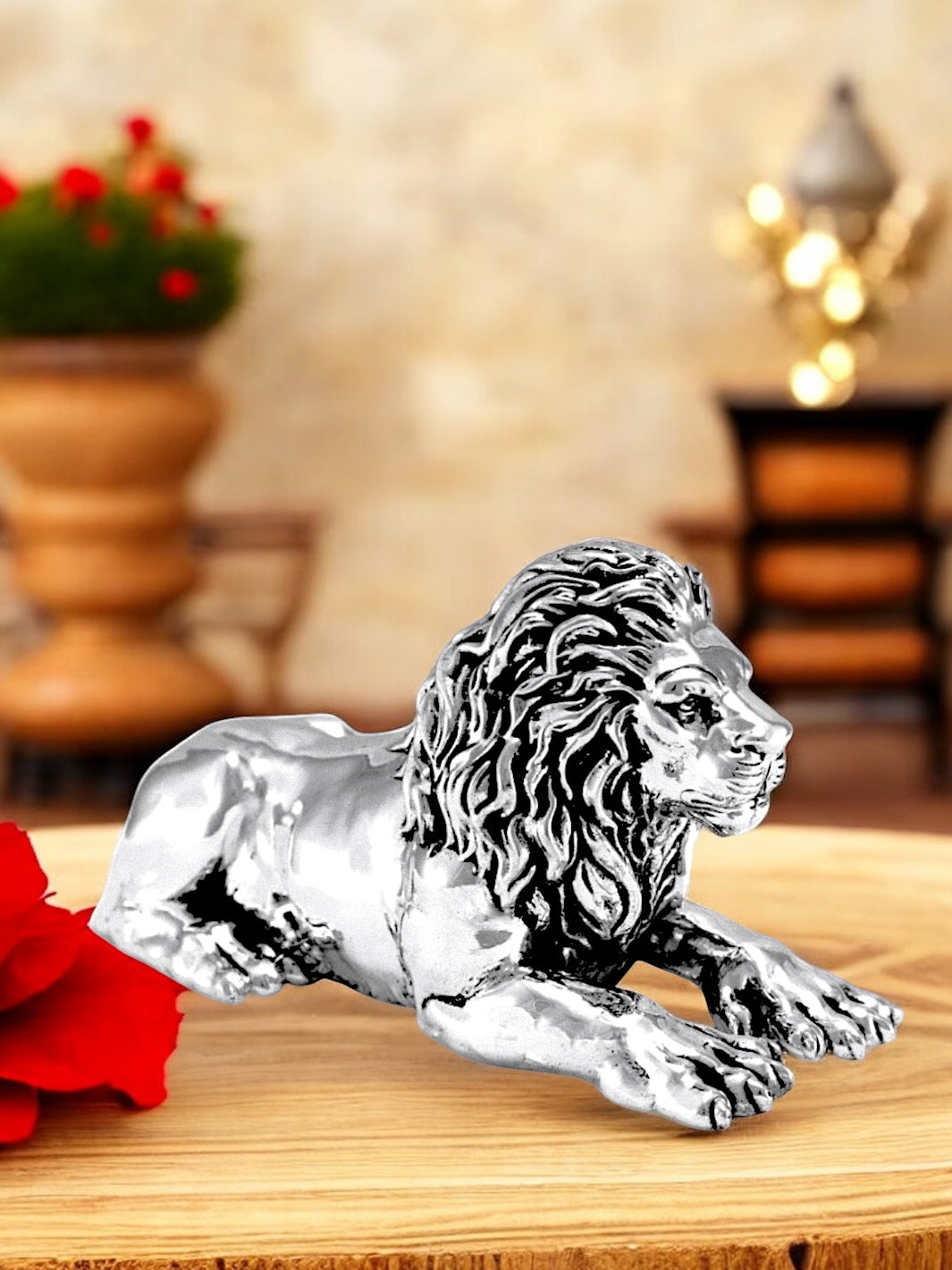 Pure Silver Lion Sitting Idol - PSA Jewels