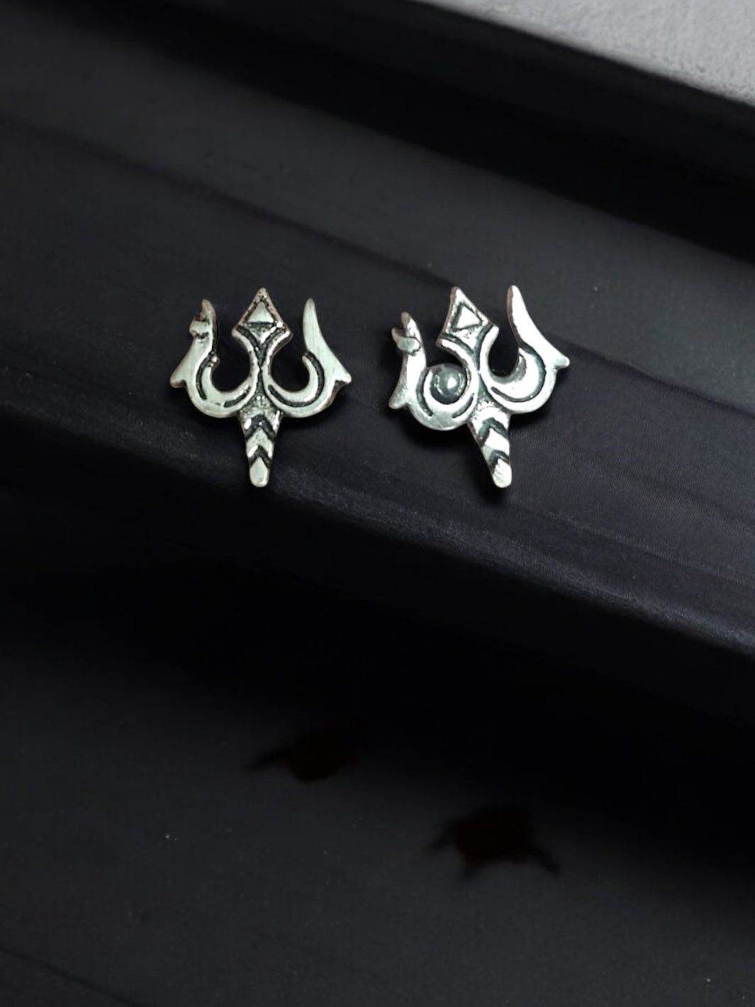 Trishul Stud Silver Earrings - PSA Jewels