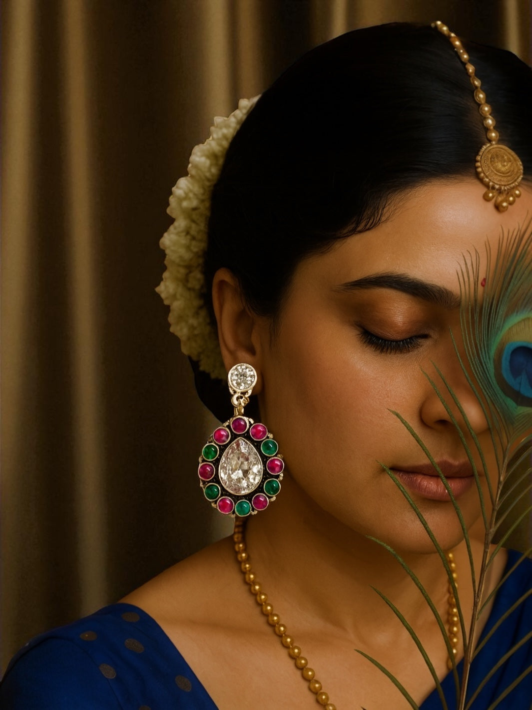 Pink and Green Cutstone Earring