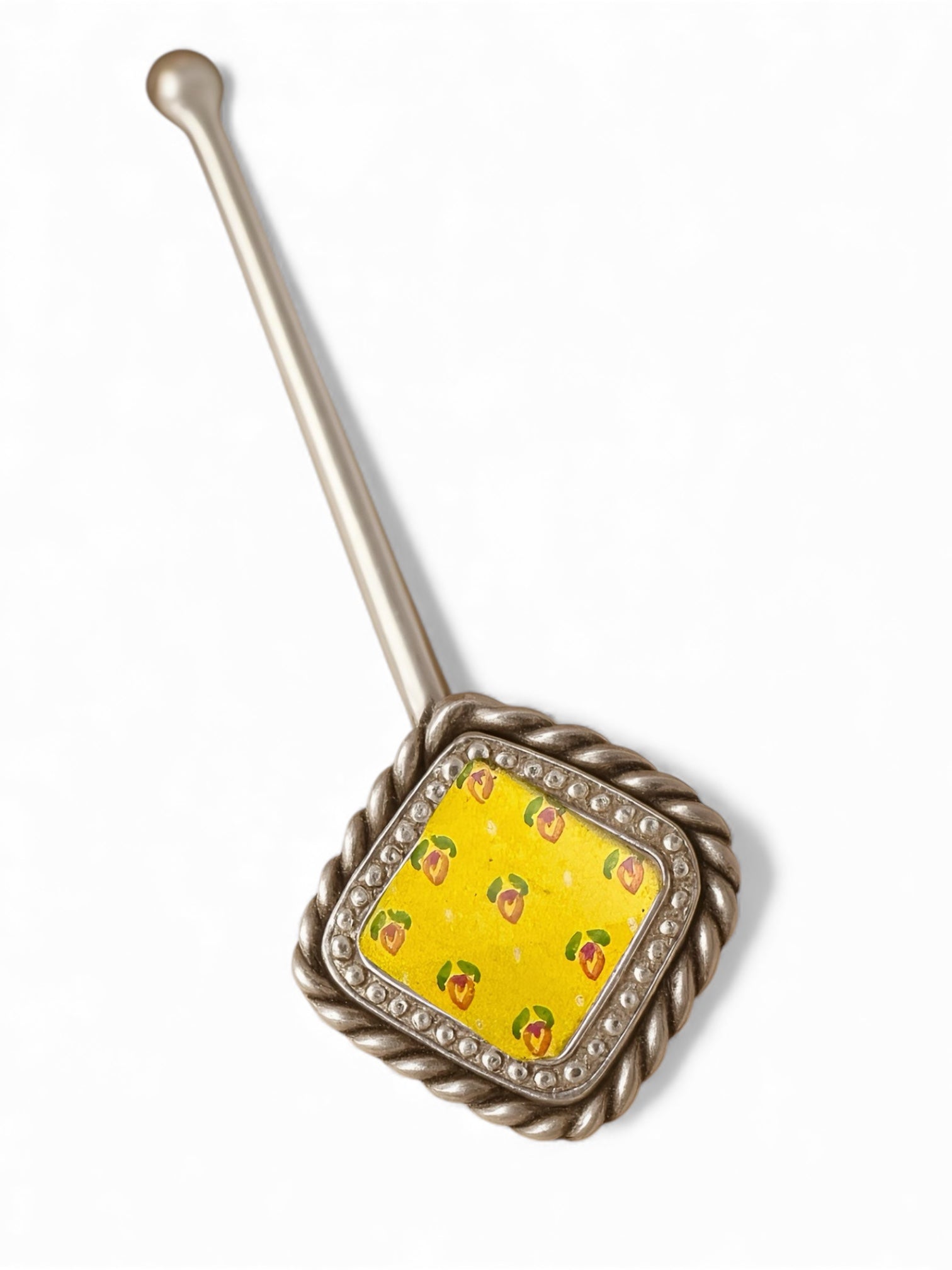 Pure Silver Hand-painted Diamond Shaped Antique Pooja tilakstick