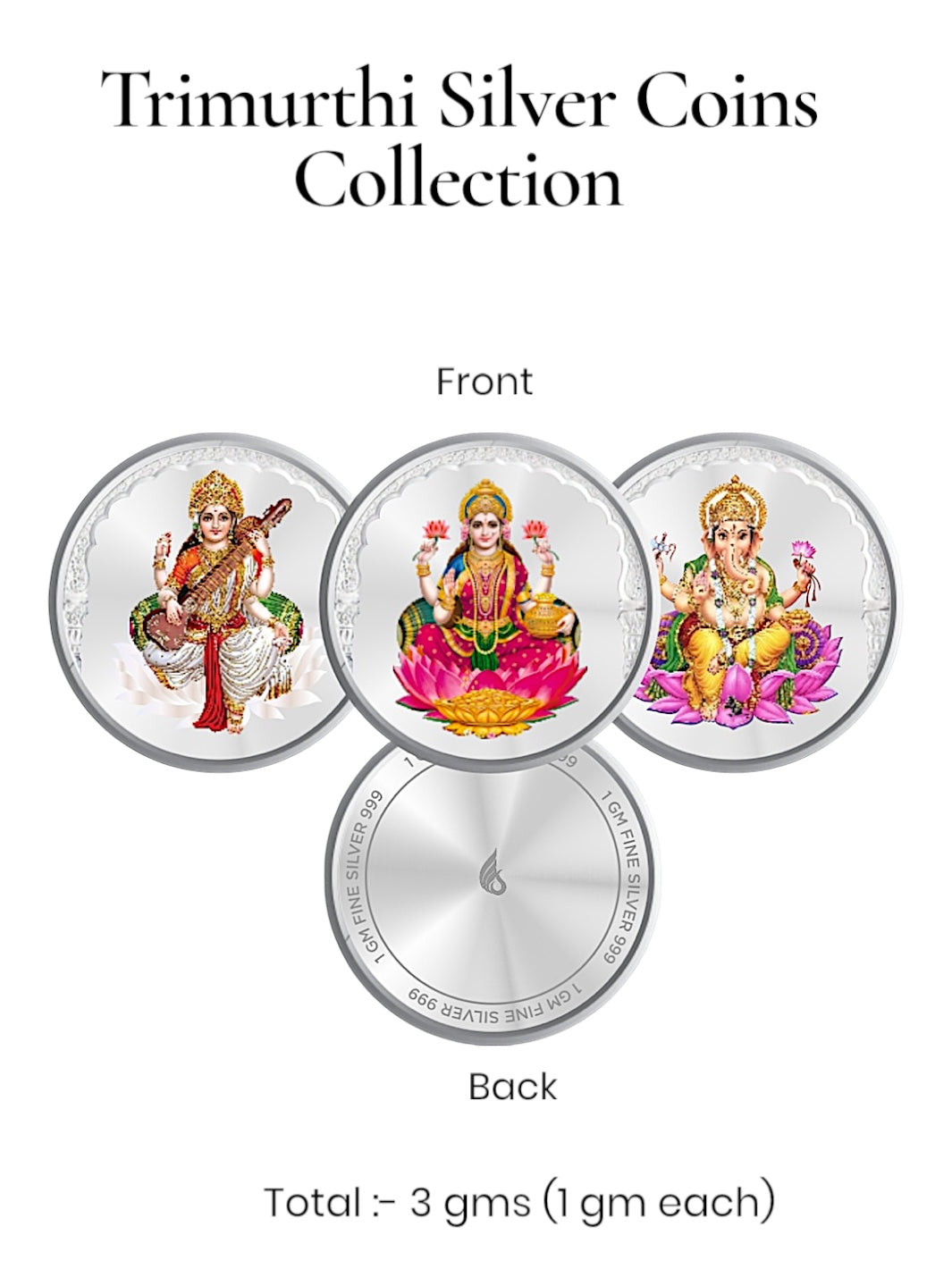 Trimurthi Special Combo Collection of Silver Coins in Unique Gift Box