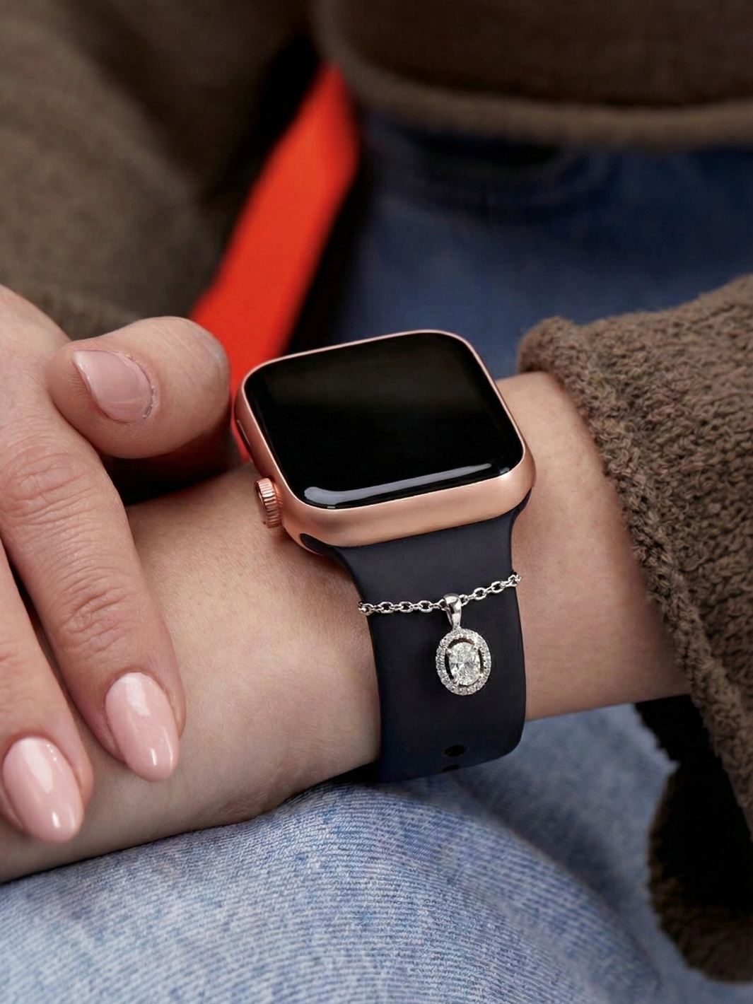 Silver Solitaire Halo Watch Charm