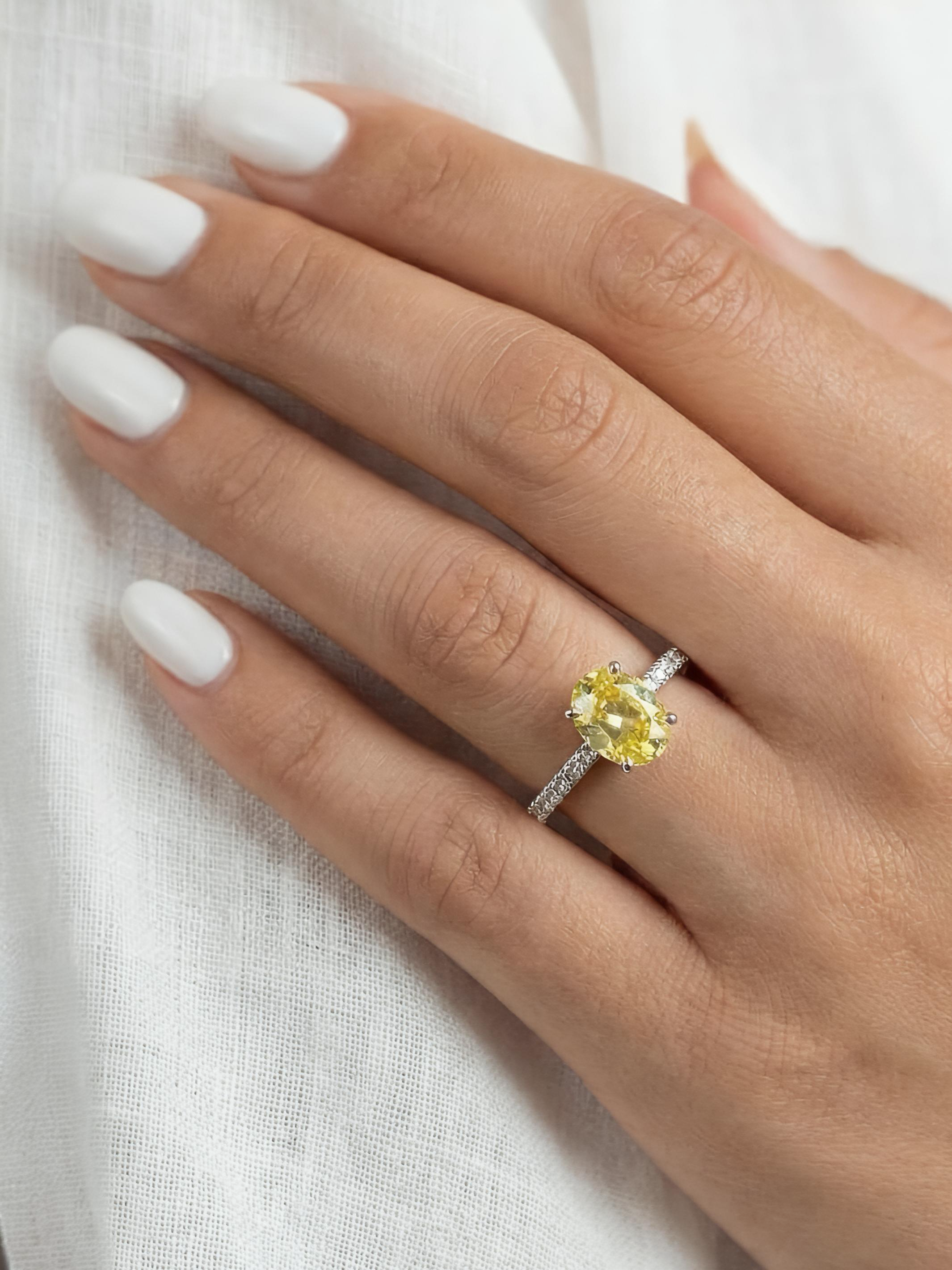 Pure Silver Yellow Sapphire Ring