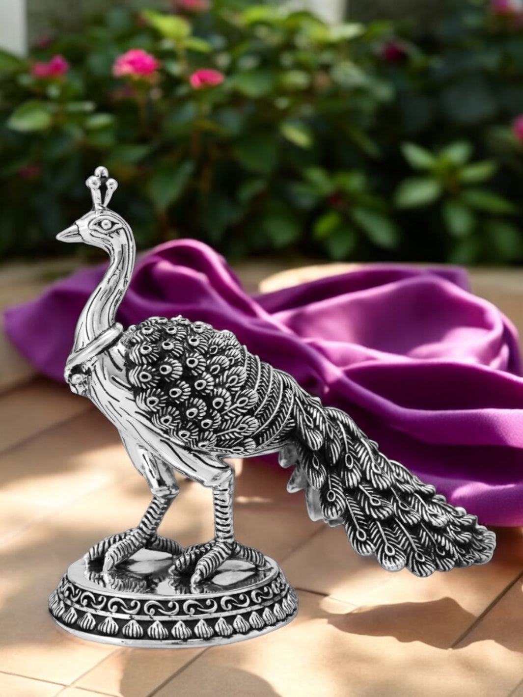 Pure Silver Peacock Idol