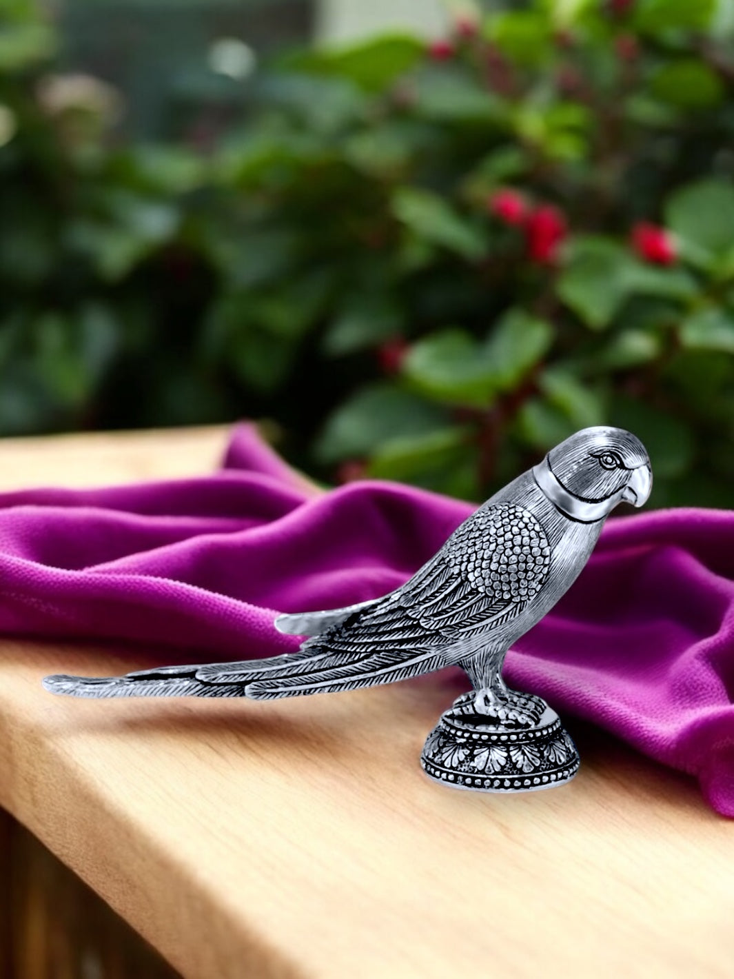 Pure Silver Pair Of Parrot Idol