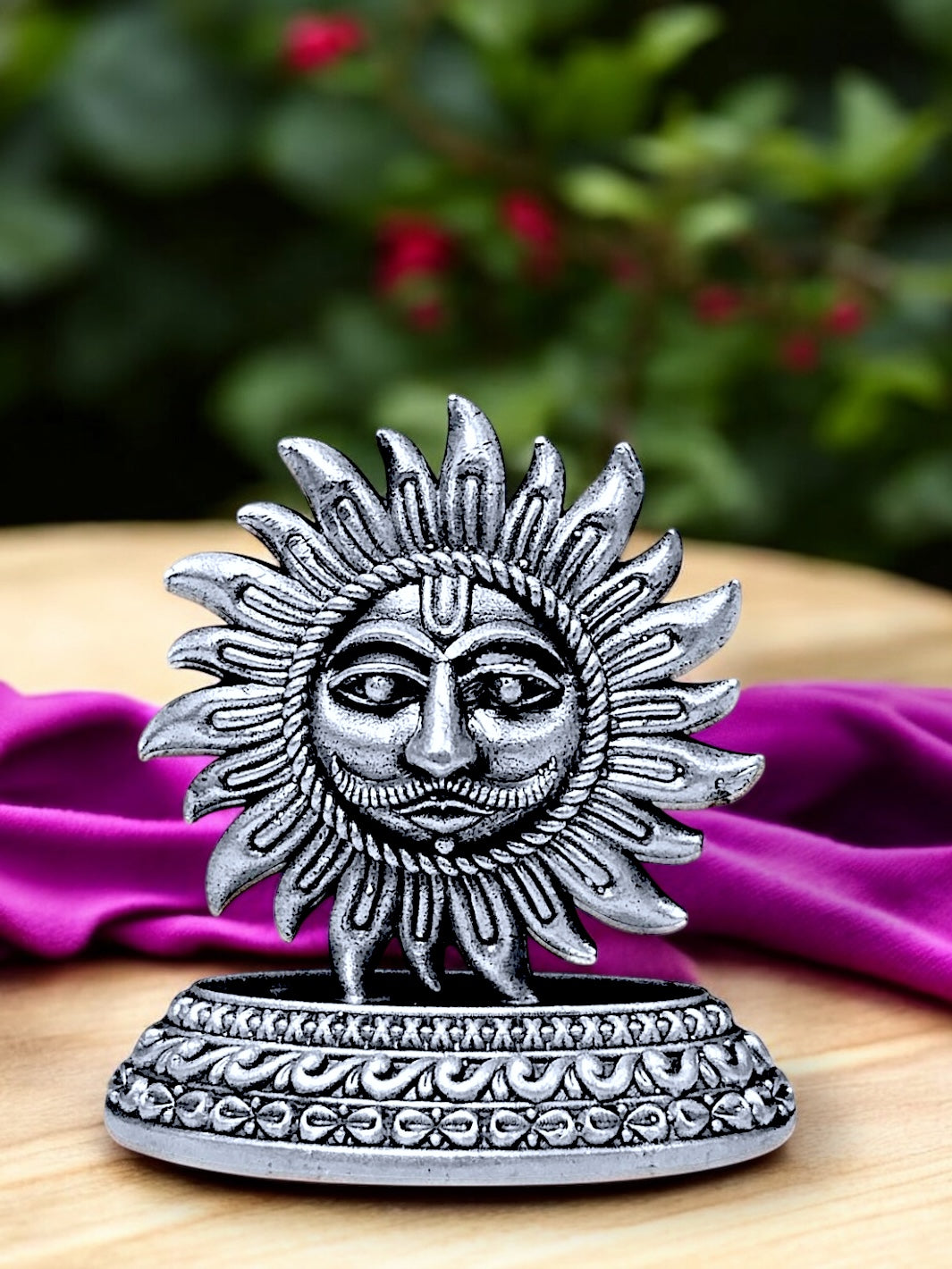 Pure Silver Antique Finish Surya Dev Idol