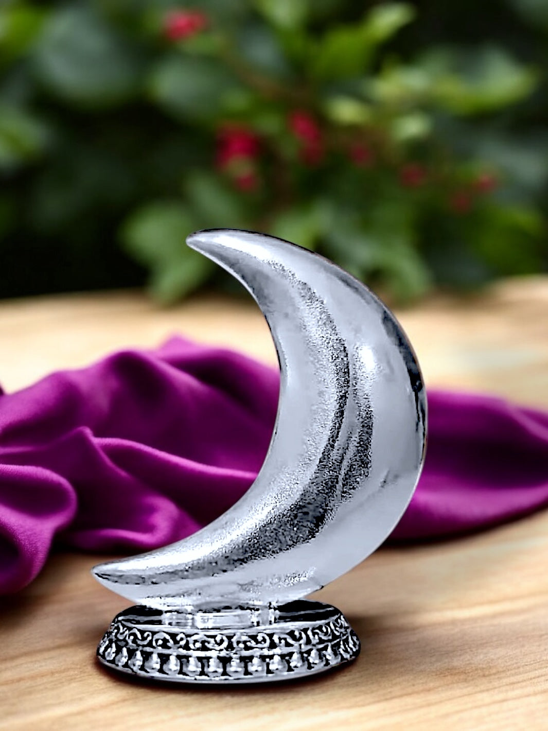 Pure Silver Antique Finish Chand Idol