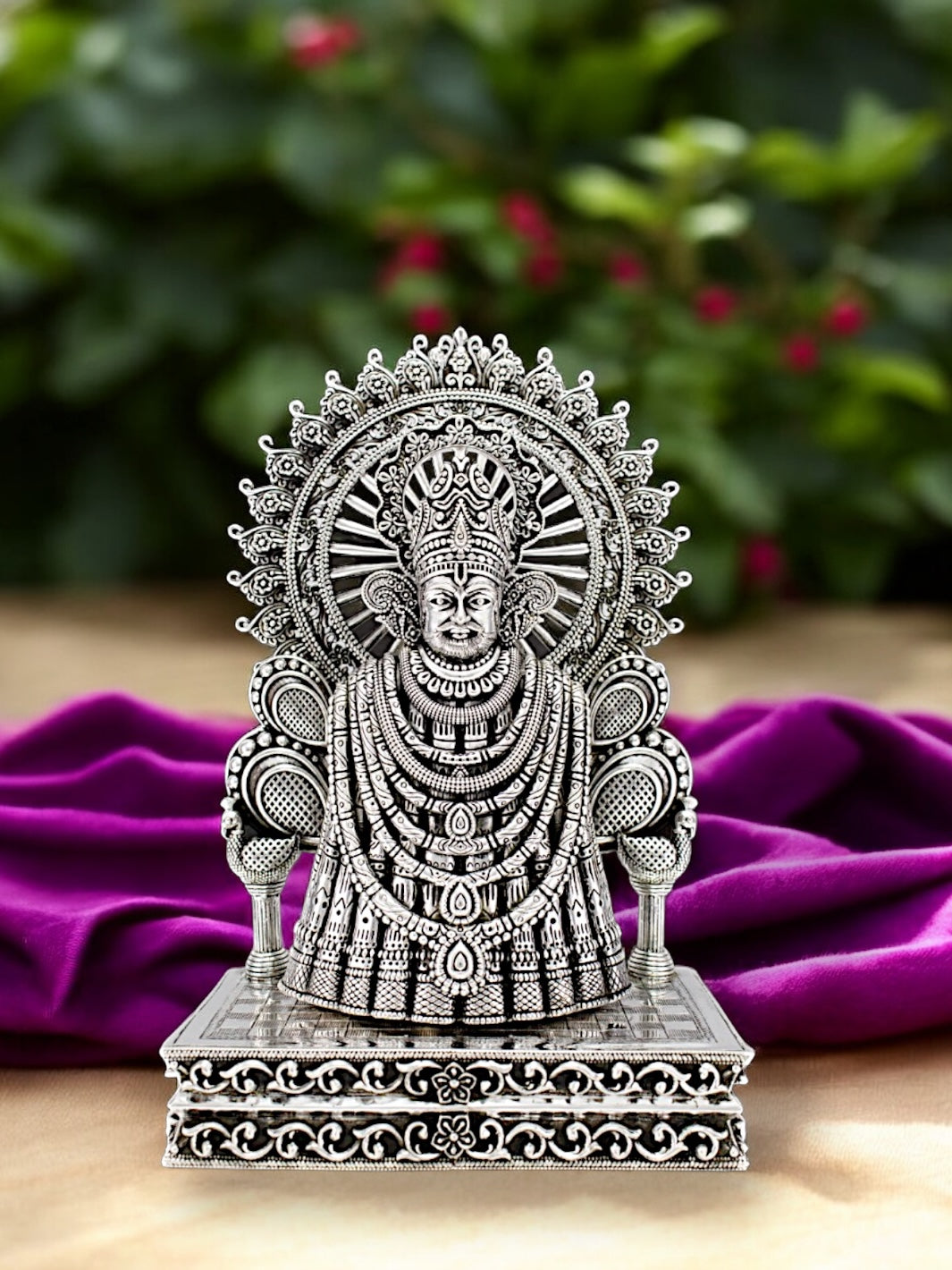Pure Silver Shree Khatu Shyam Idol with Singhasan