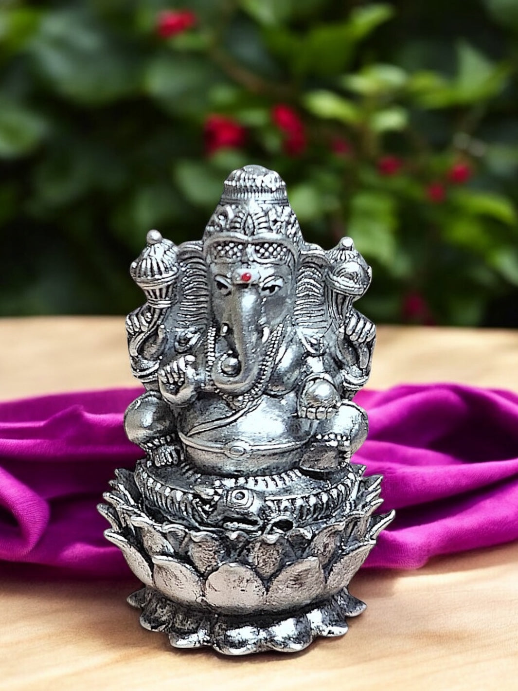 Lord Ganesh Pure Antique Silver 3d Idol