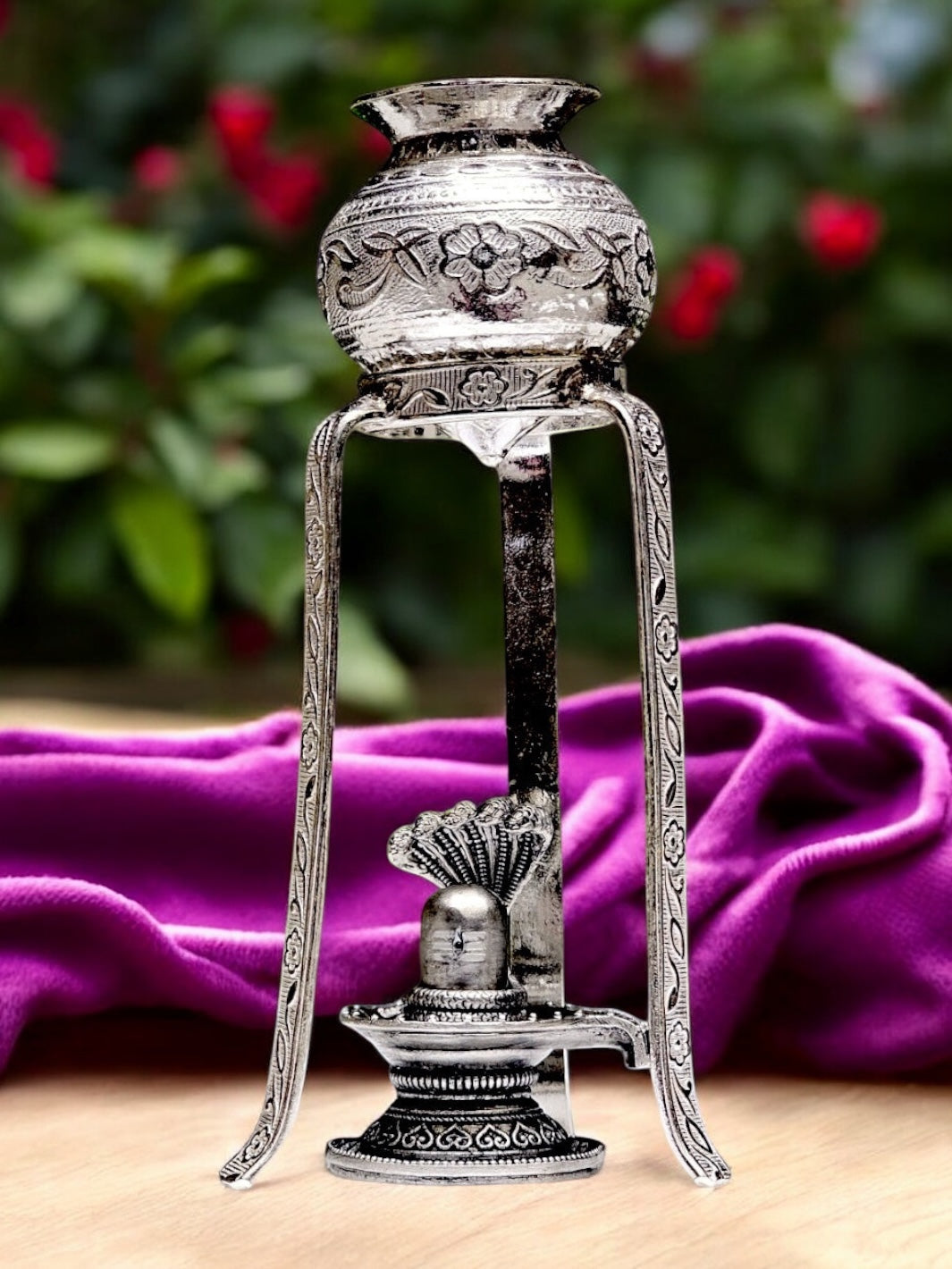 Pure Silver Lord Shivaling with abhishekam jaladhara set