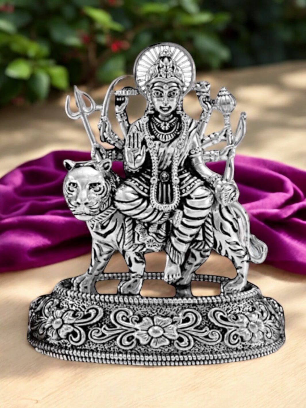 Pure Silver Antique Finish Durga Maa Idol