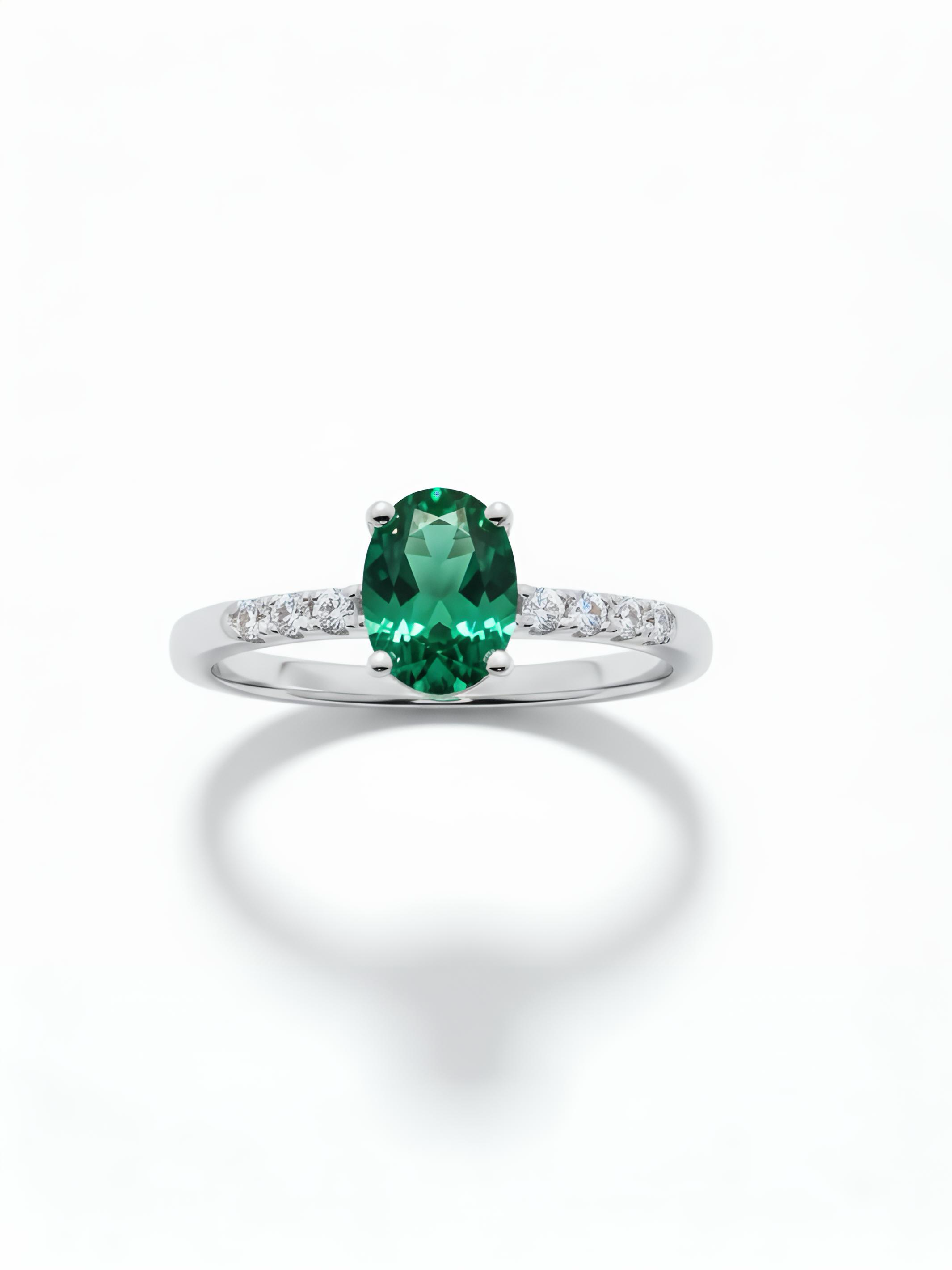 Pure Silver Green Sapphire Ring