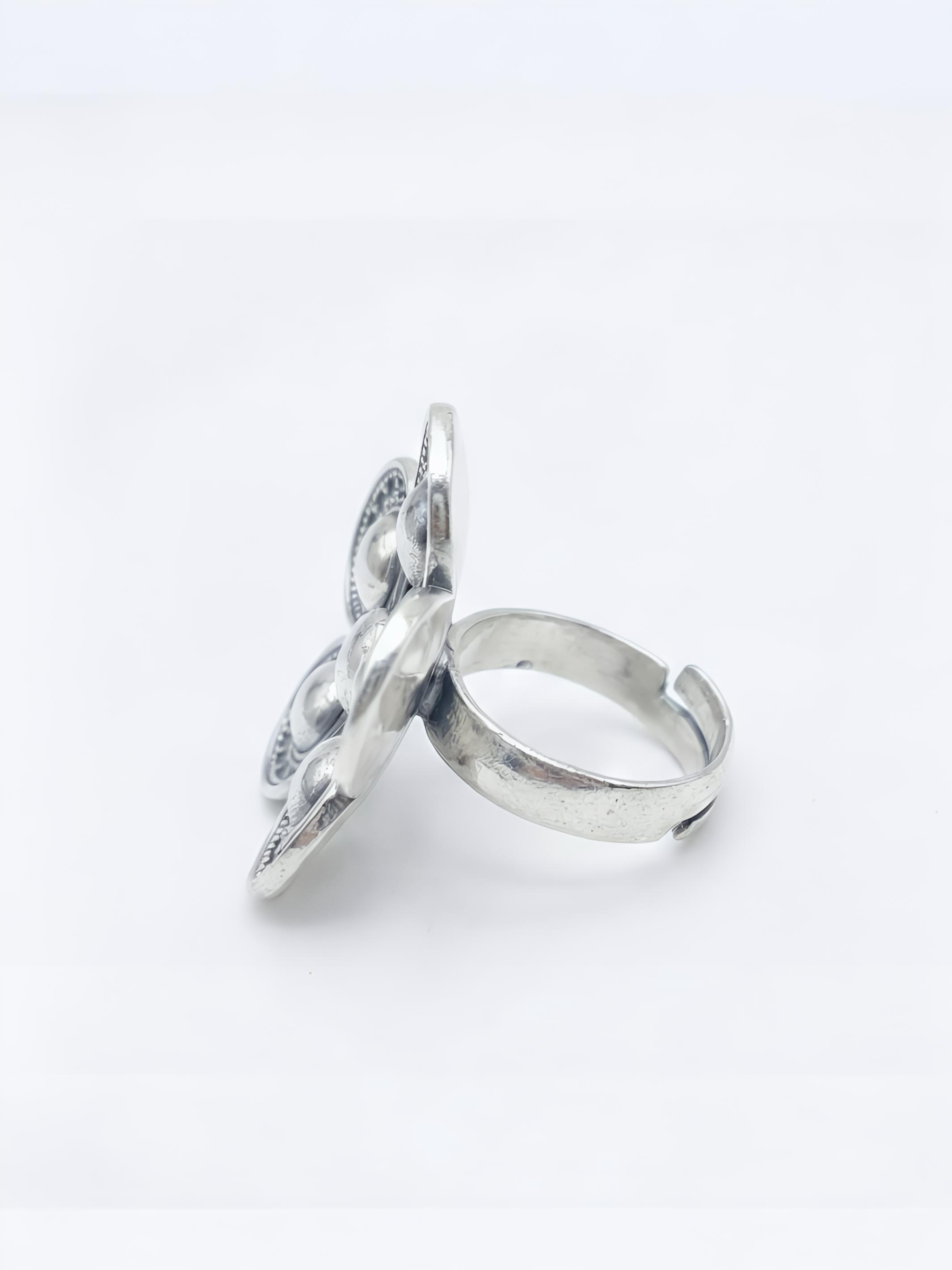 Boho Floral Pure Silver Ring