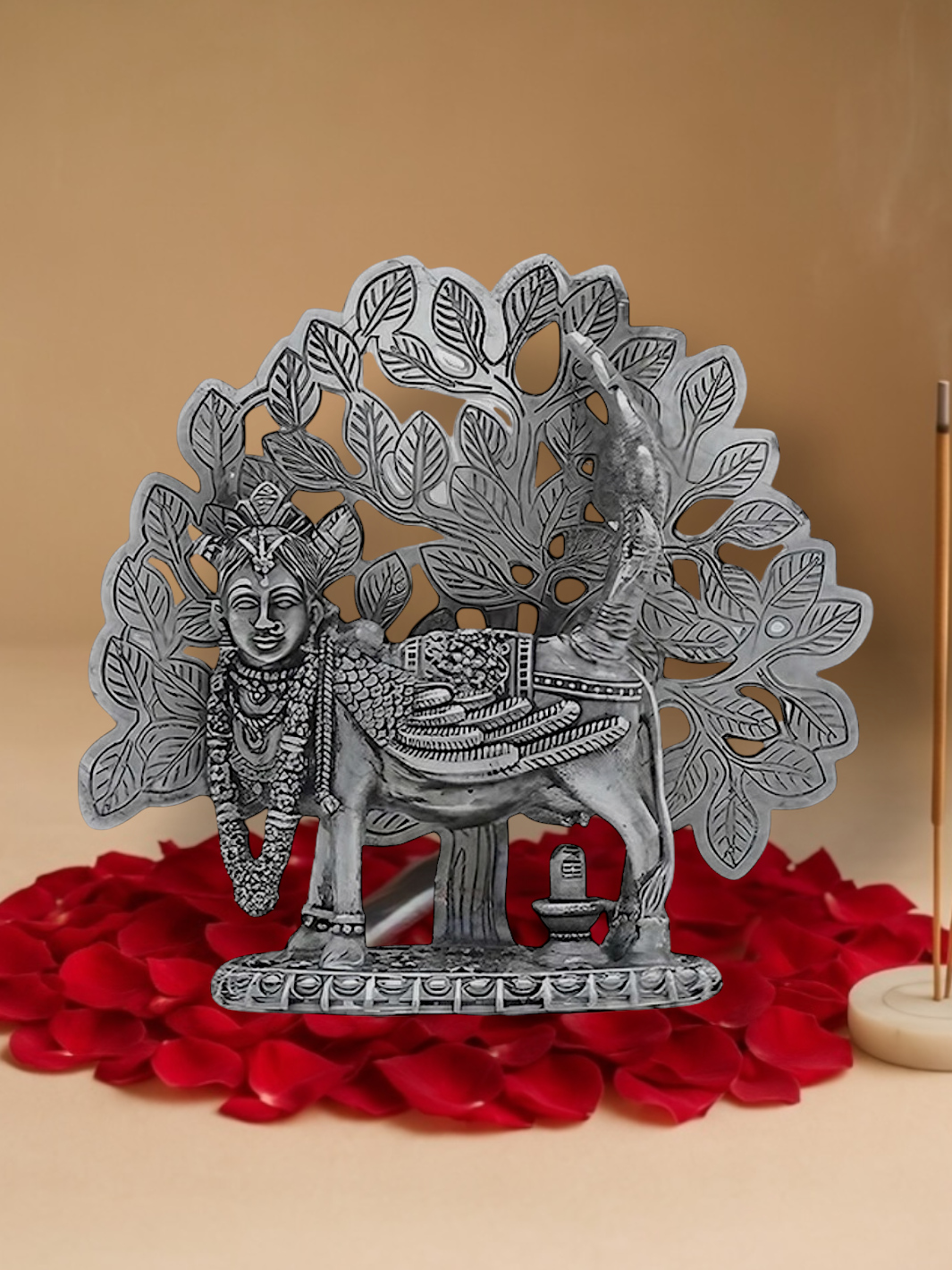 Pure Antique Silver Kamdhenu Cow Mataji Idol