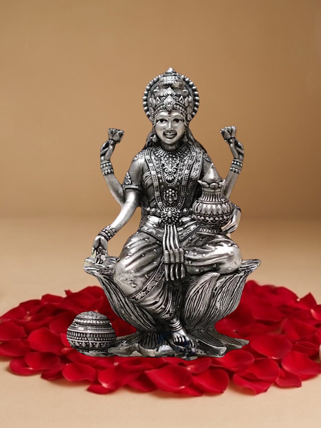 Pure Antique Silver Lakshmi Idol