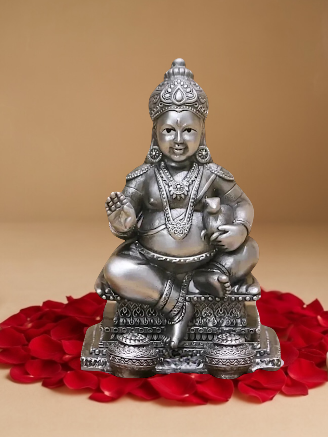 Pure Silver Antique Kuber Bhandari Idol