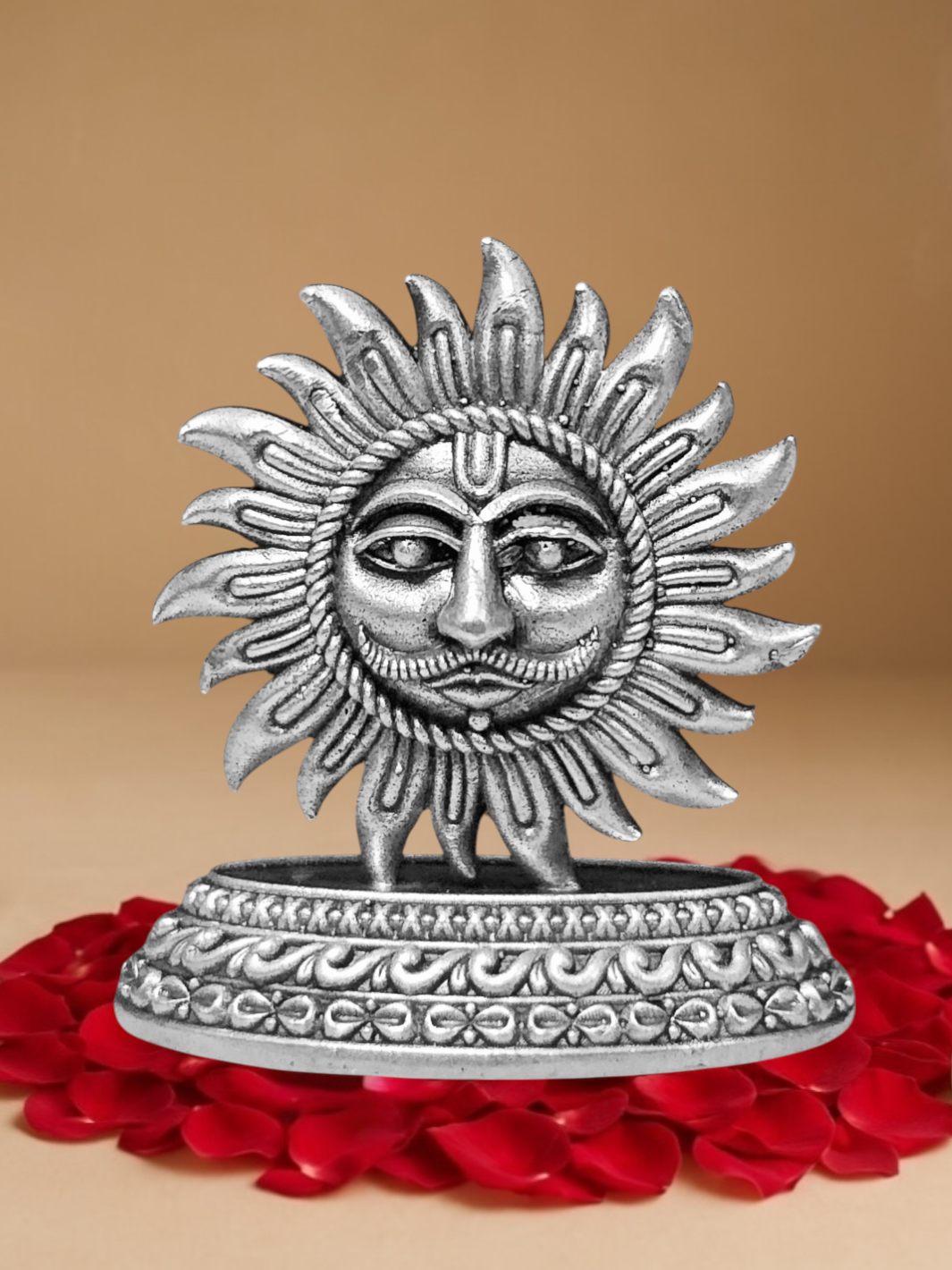 Pure Silver Antique Finish Surya Dev Idol