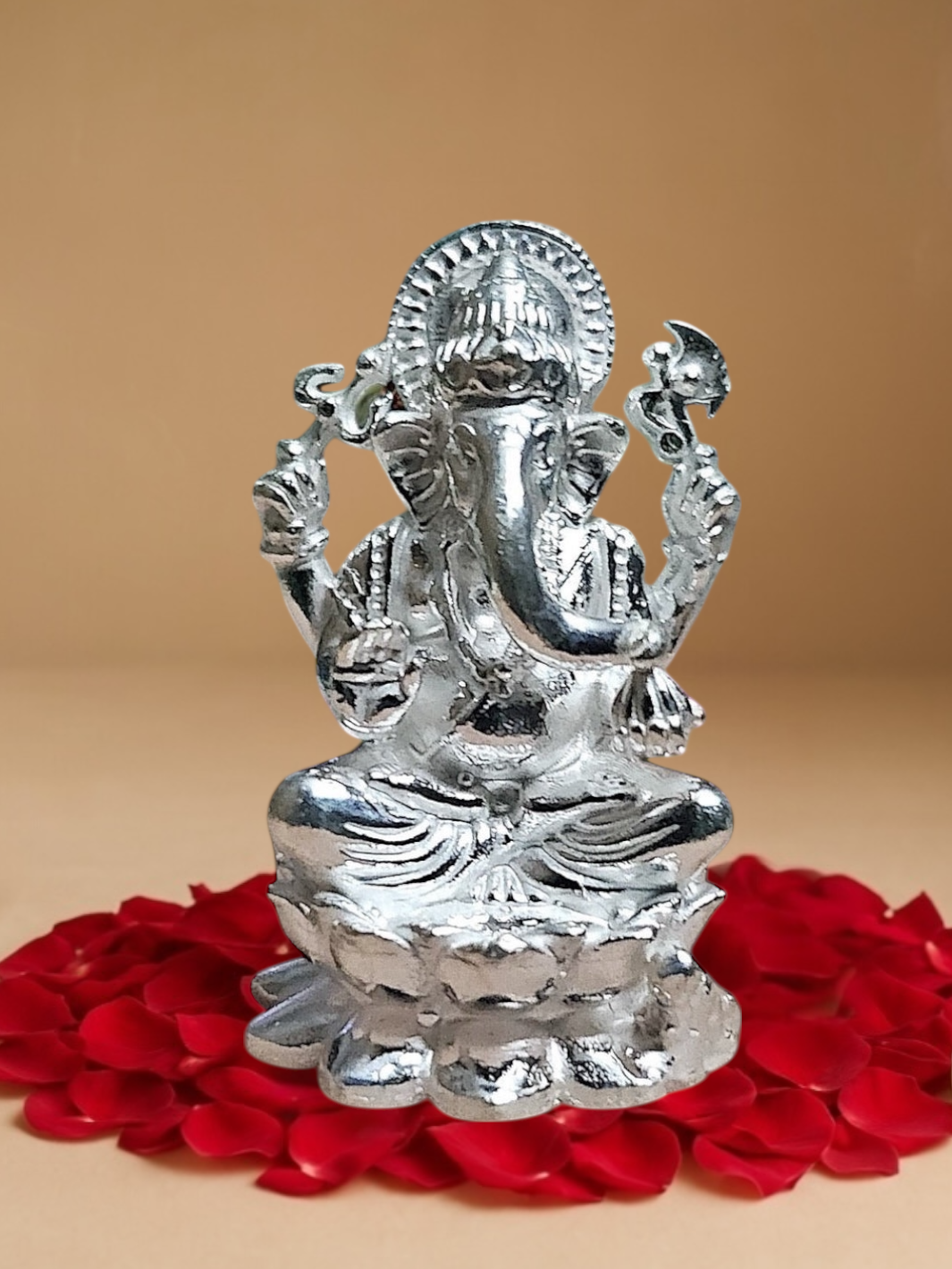 Lord Ganesh Pure Antique Finish Silver Solid 3d Idol