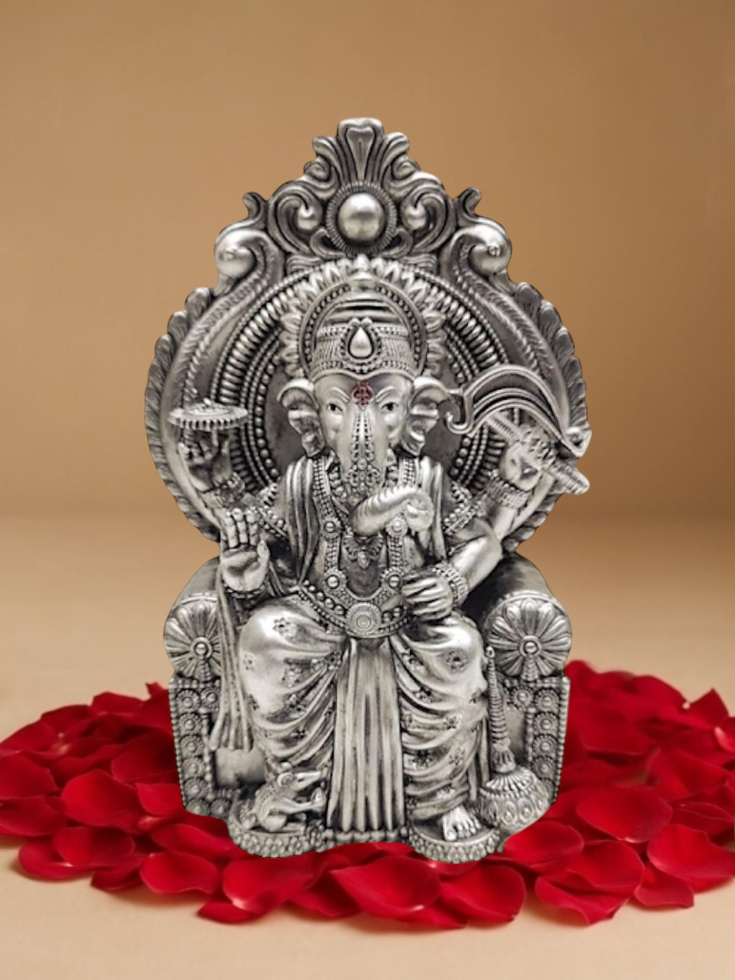 Pure Silver Antique Finish Lalbaugcha Raja Ganesha Idol