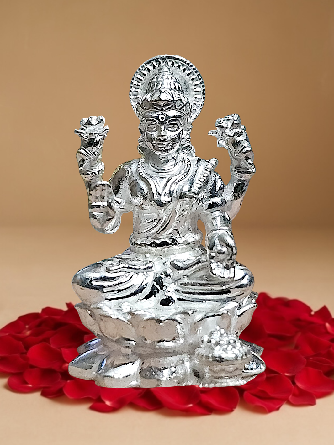 Pure Silver Solid Antique Lakshmi Idol