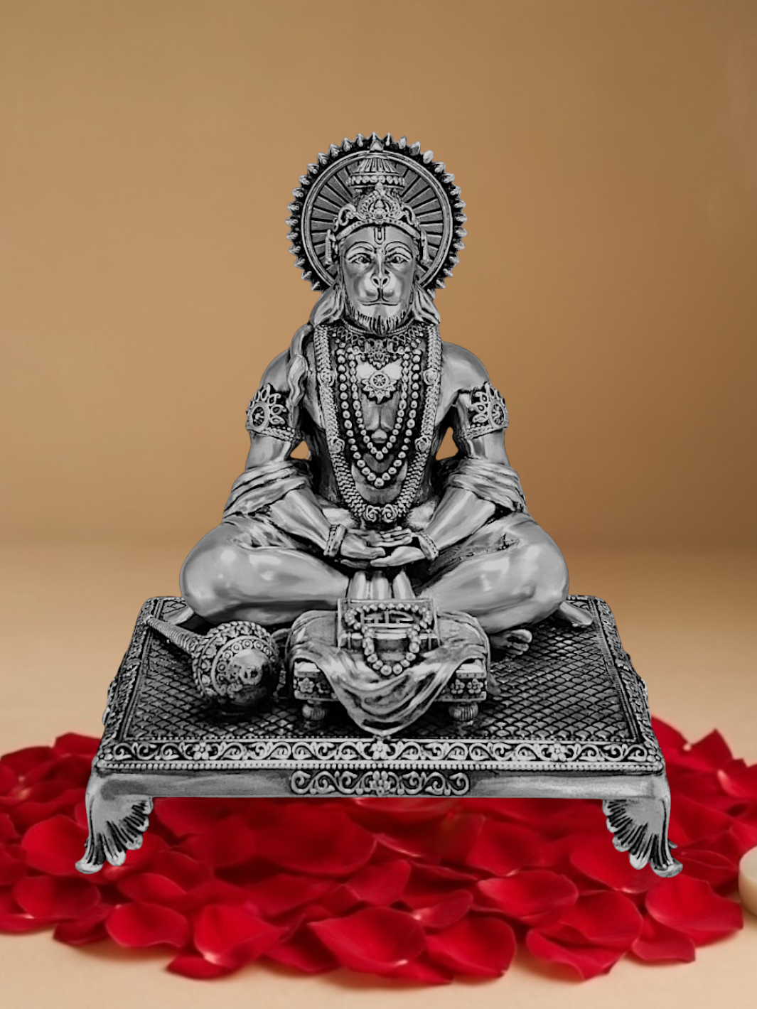 Pure Silver Hanuman Dhyan Mudra Idol