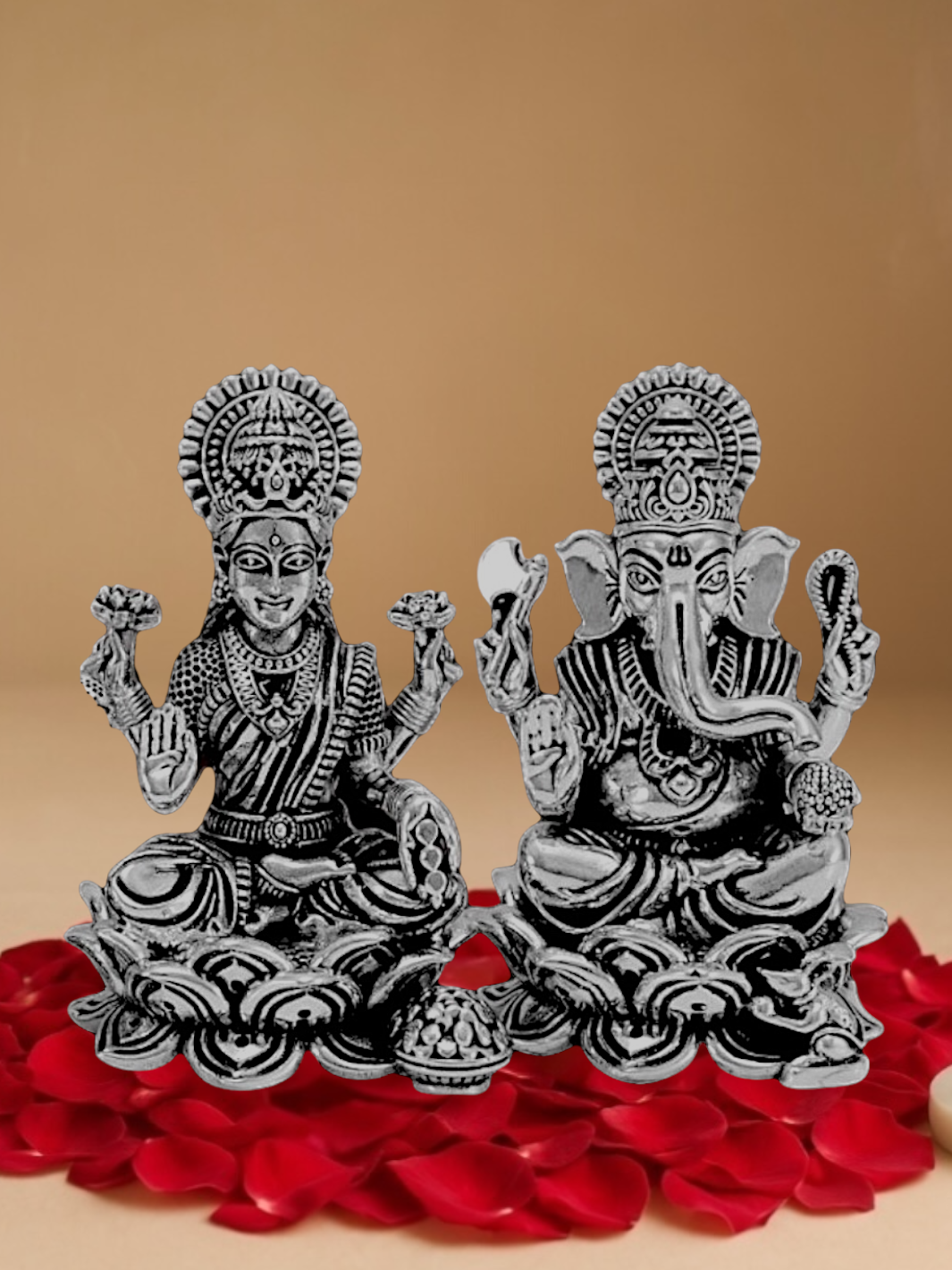 Pure Silver Laxmiji Ganeshji Idol