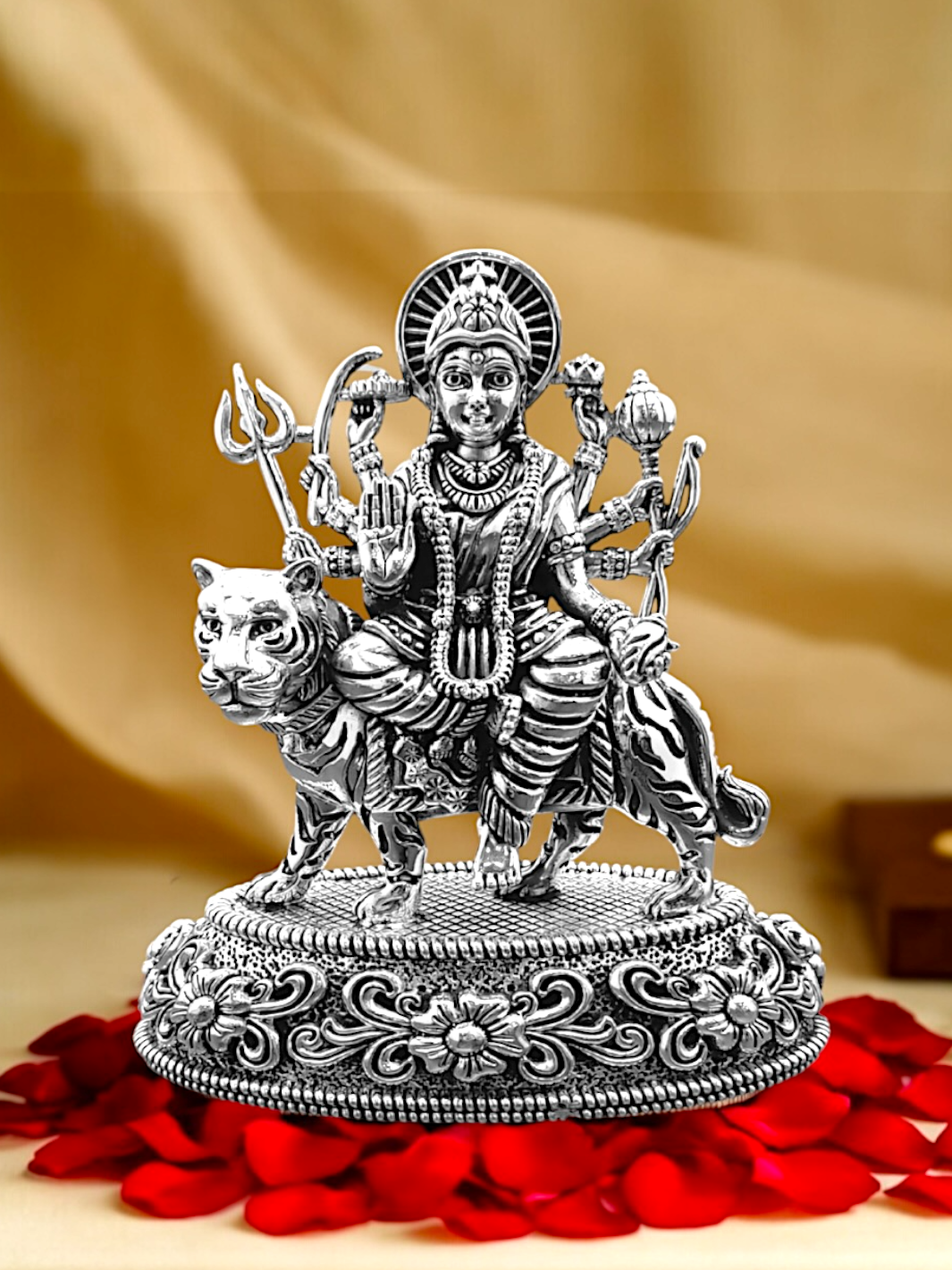 Pure Silver Antique Finish Durga Maa Idol