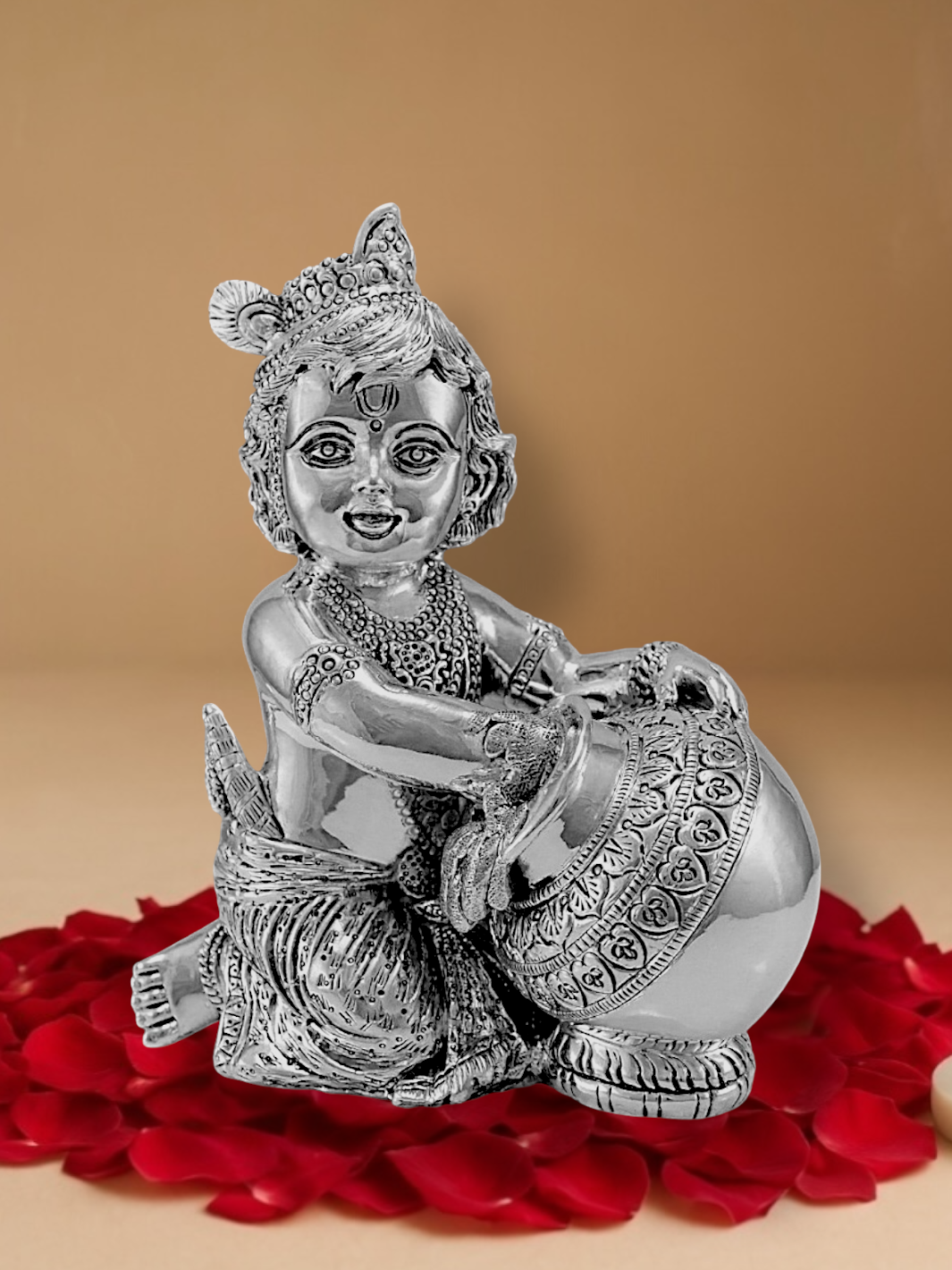 Pure Silver Makhan Chor Krishna Idol