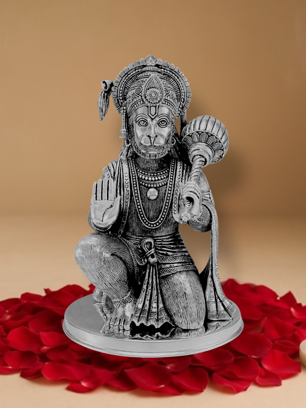 Pure Silver Pawan Putra Hanuman Idol