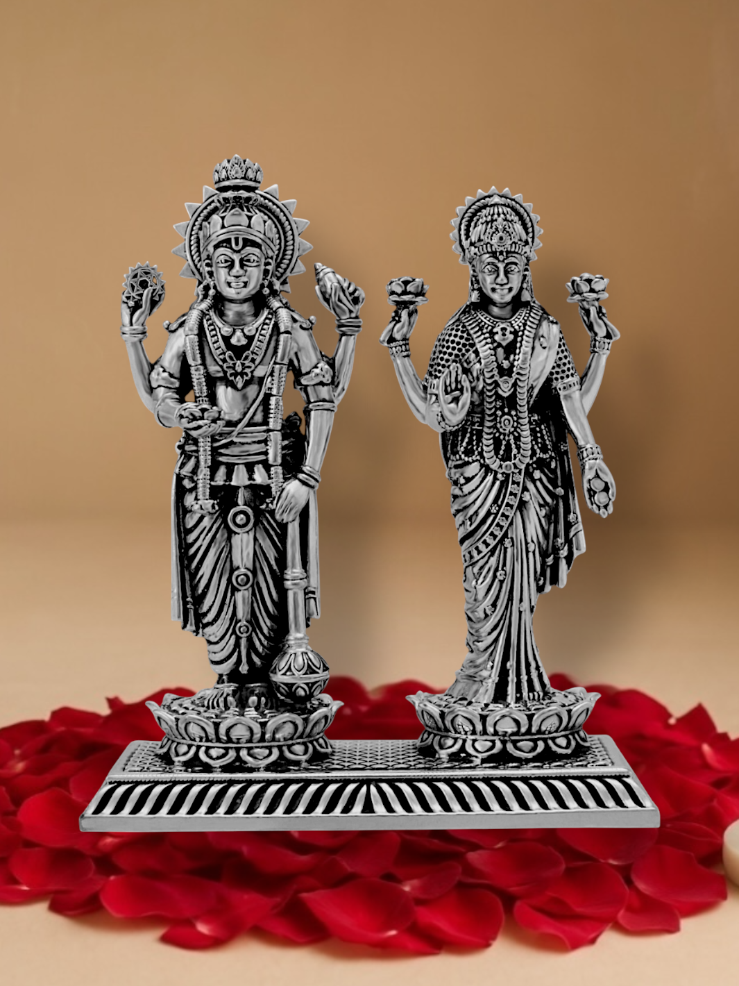 Pure Silver Vishnu Lakshmi Idol