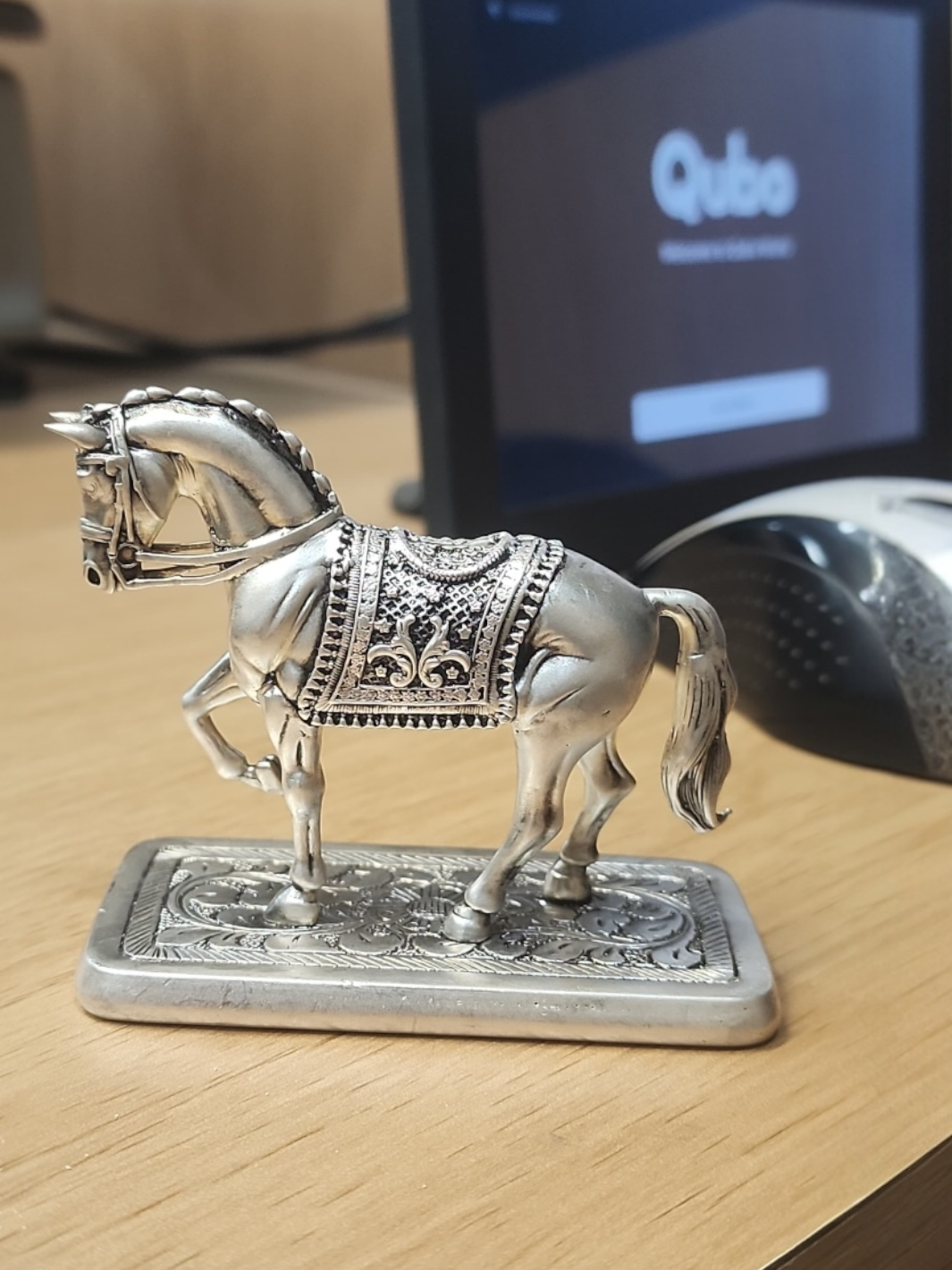 Pure Silver Horse Idol with Stand