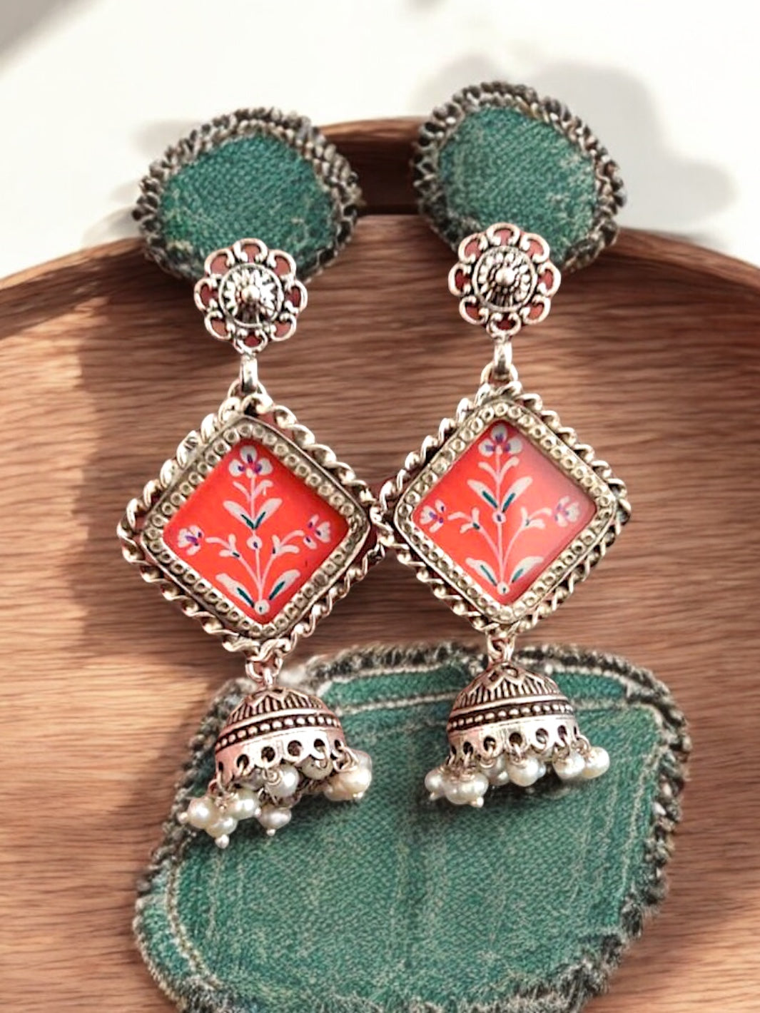 Orange Handpainted Jhumki Earring - PSA Jewels