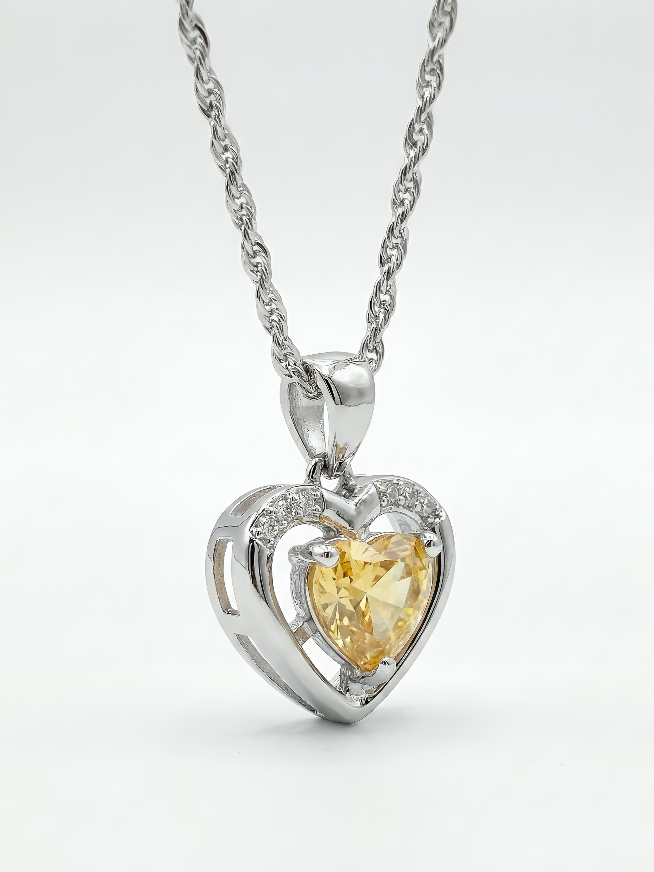 Sterling Silver Honey Moon Yellow Heart Pendant