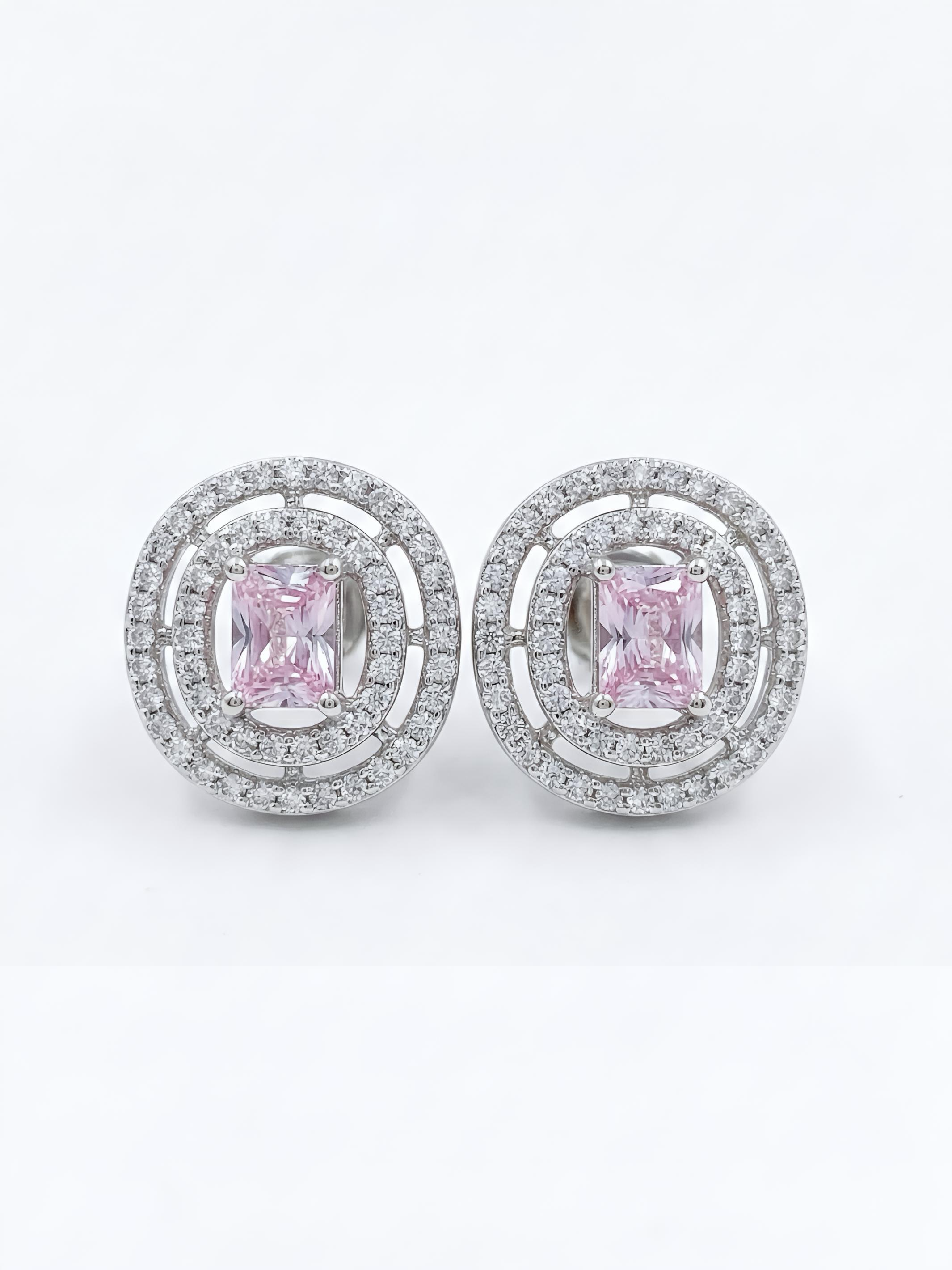 Double Halo Pure Silver Earring